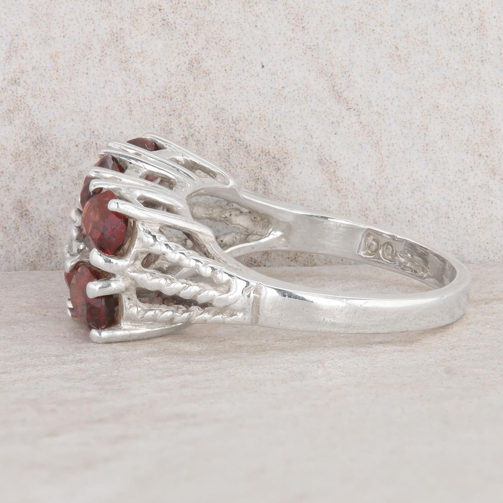 Sterling Silver JED Vintage Oval Garnet Triple Braided Shank Ring