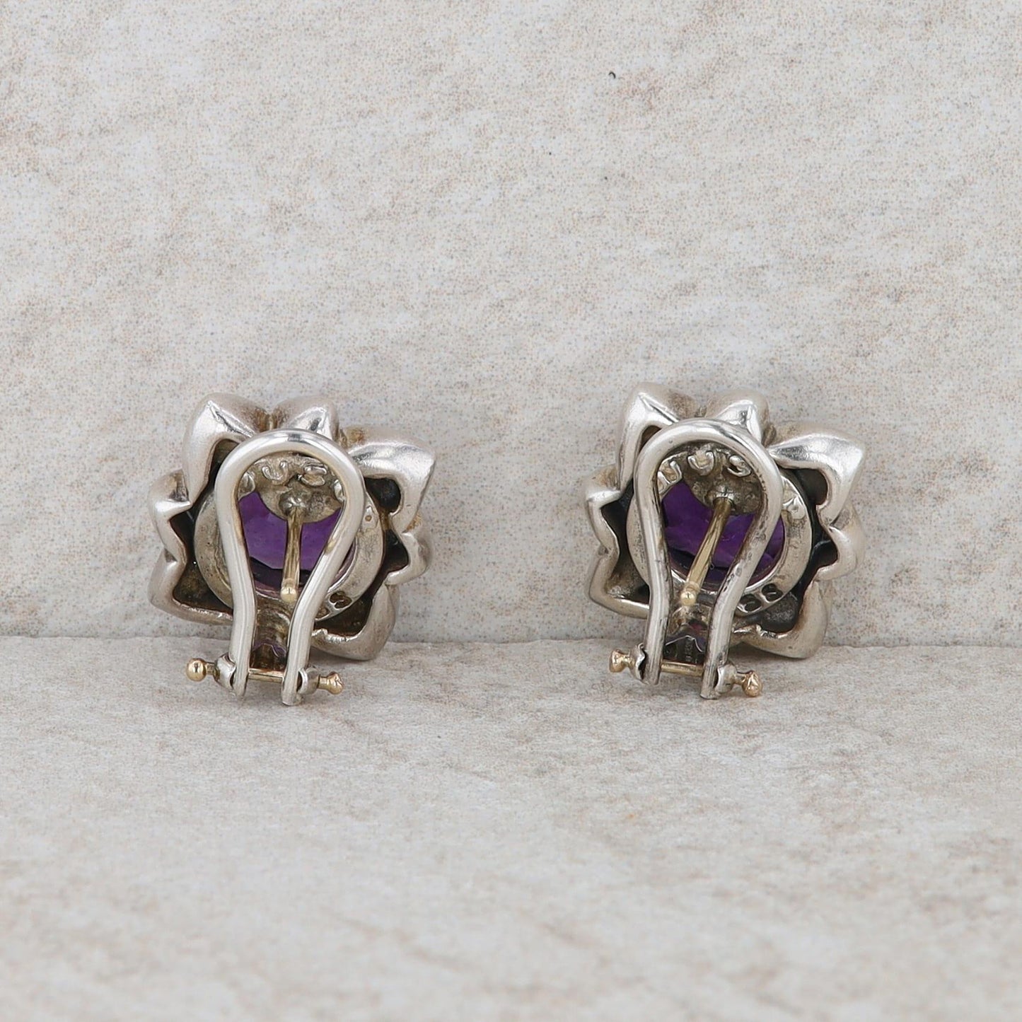 David Wysor Sterling Silver Amethyst Omega Back Stud Earrings