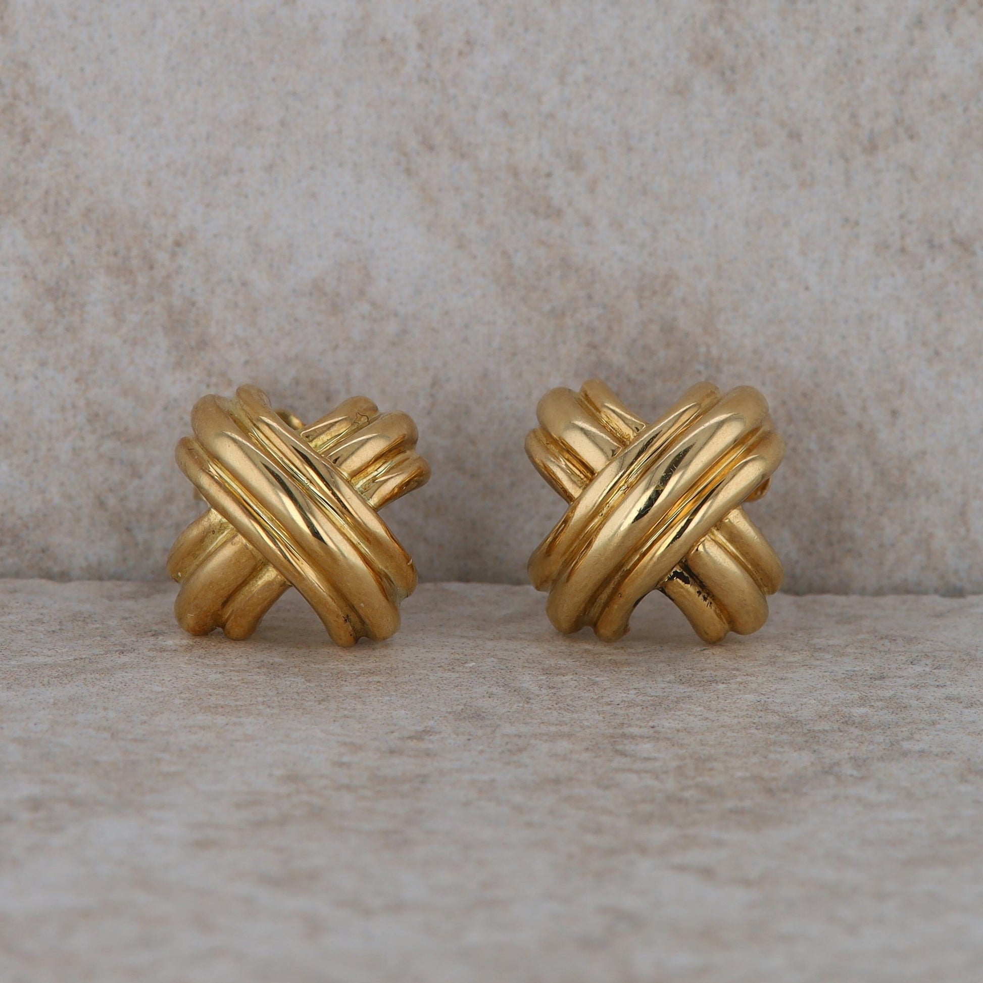 18k Yellow Gold Tiffany & Co. Criss Cross Knot Stud Earrings