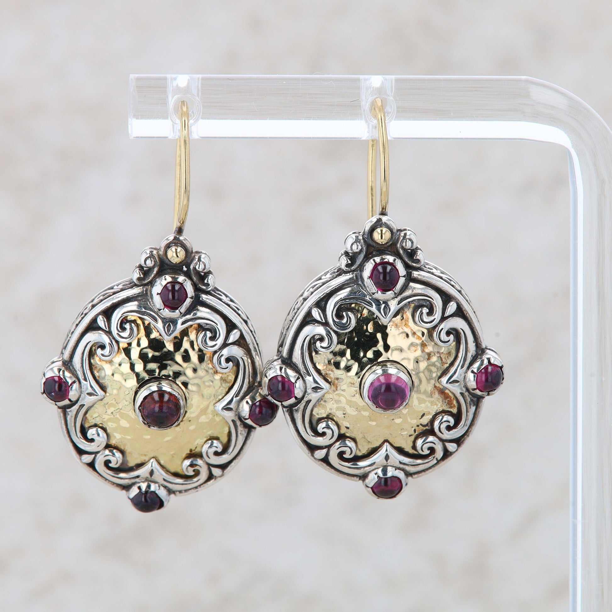 Konstantino Sterling Silver/18ky Filigree Rhodolite Garnet Earrings SKMK3004-112