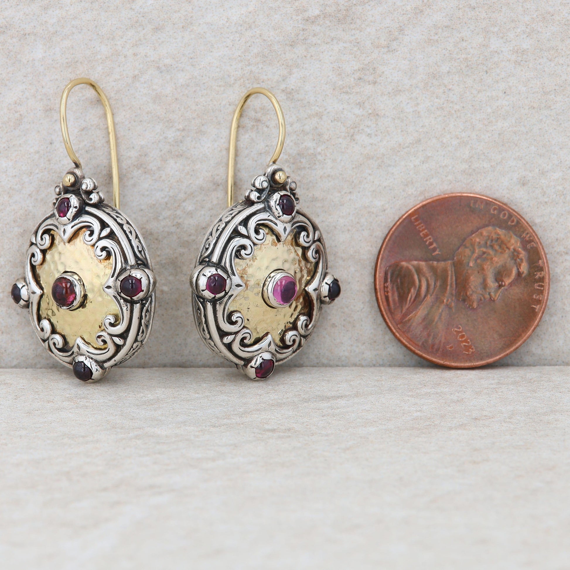 Konstantino Sterling Silver/18ky Filigree Rhodolite Garnet Earrings SKMK3004-112