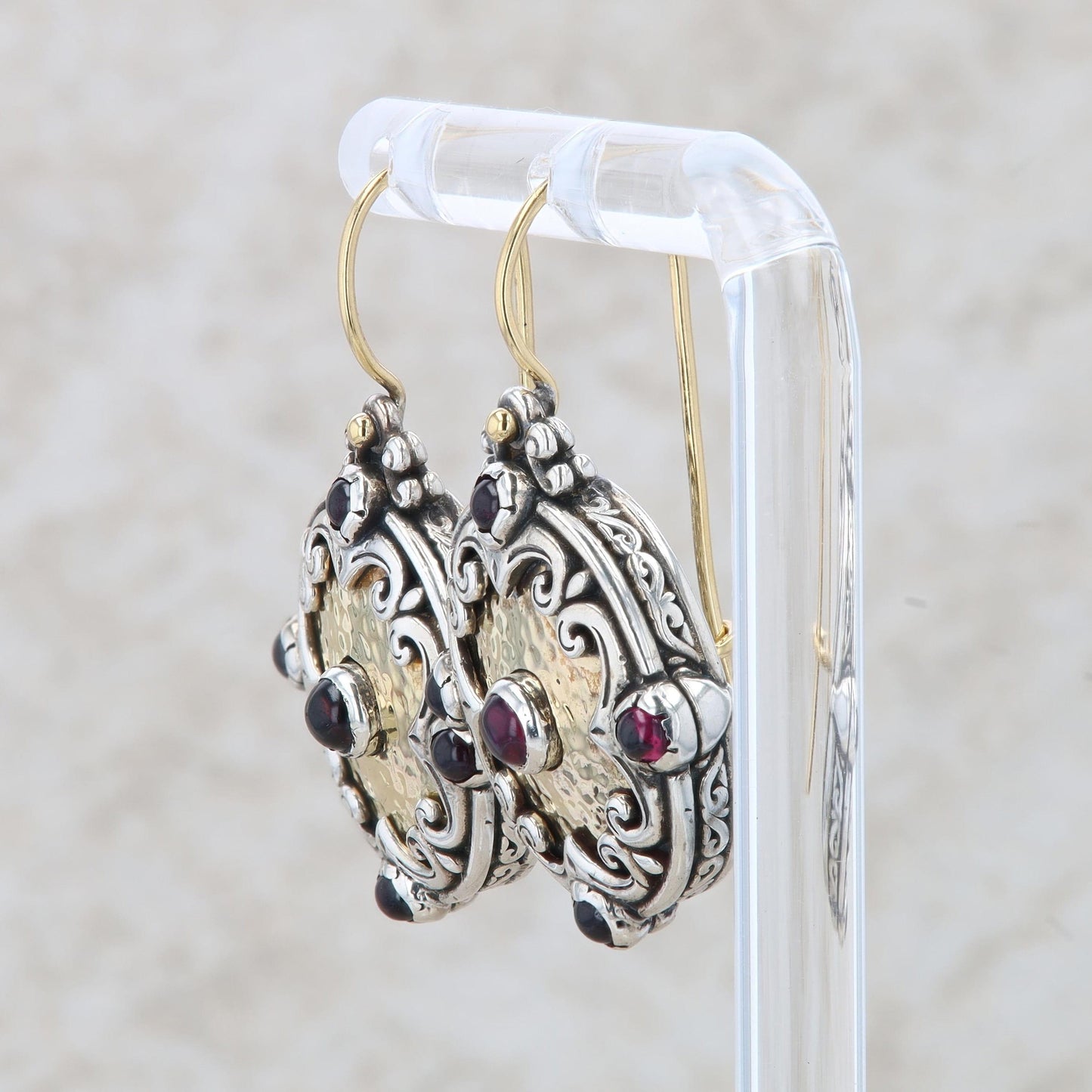 Konstantino Sterling Silver/18ky Filigree Rhodolite Garnet Earrings SKMK3004-112