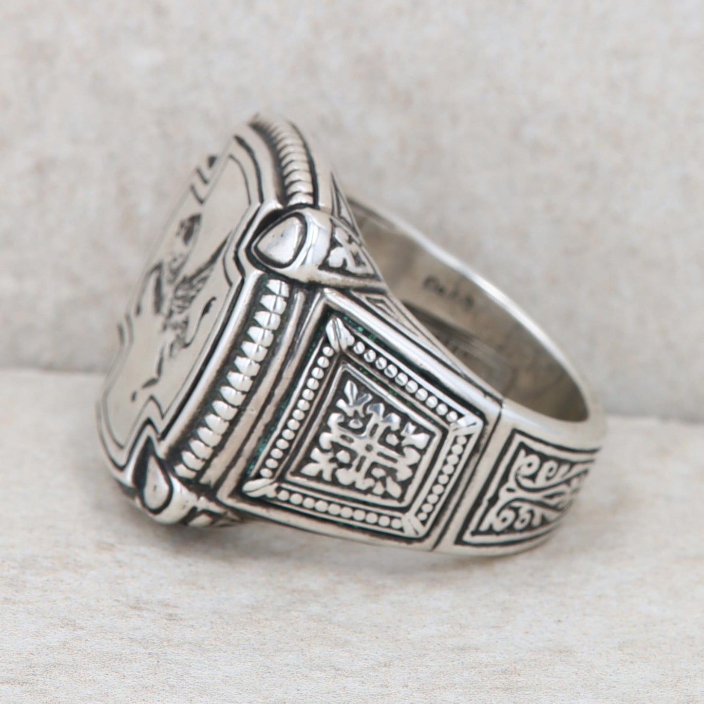 Men's Sterling Silver Konstantino Square Pegasus Ring