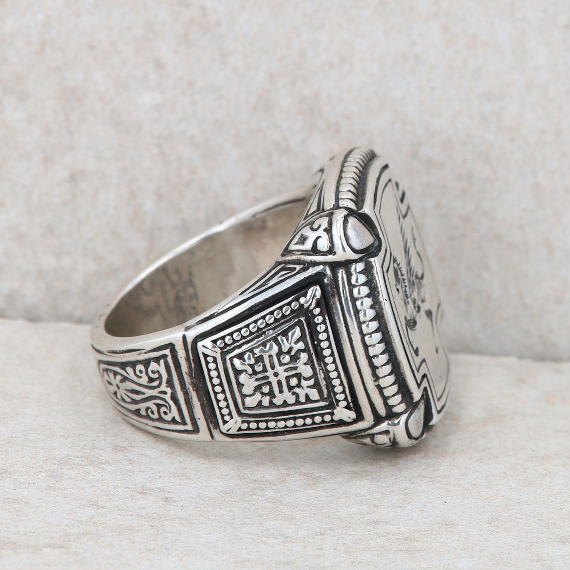 Men's Sterling Silver Konstantino Square Pegasus Ring