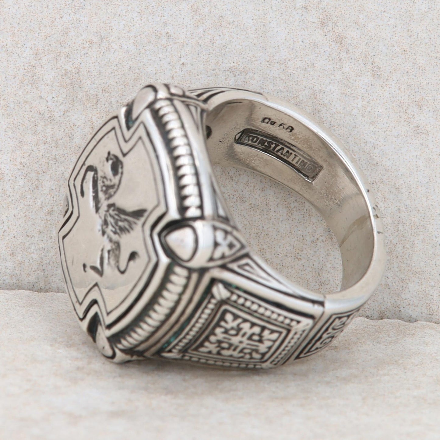 Men's Sterling Silver Konstantino Square Pegasus Ring