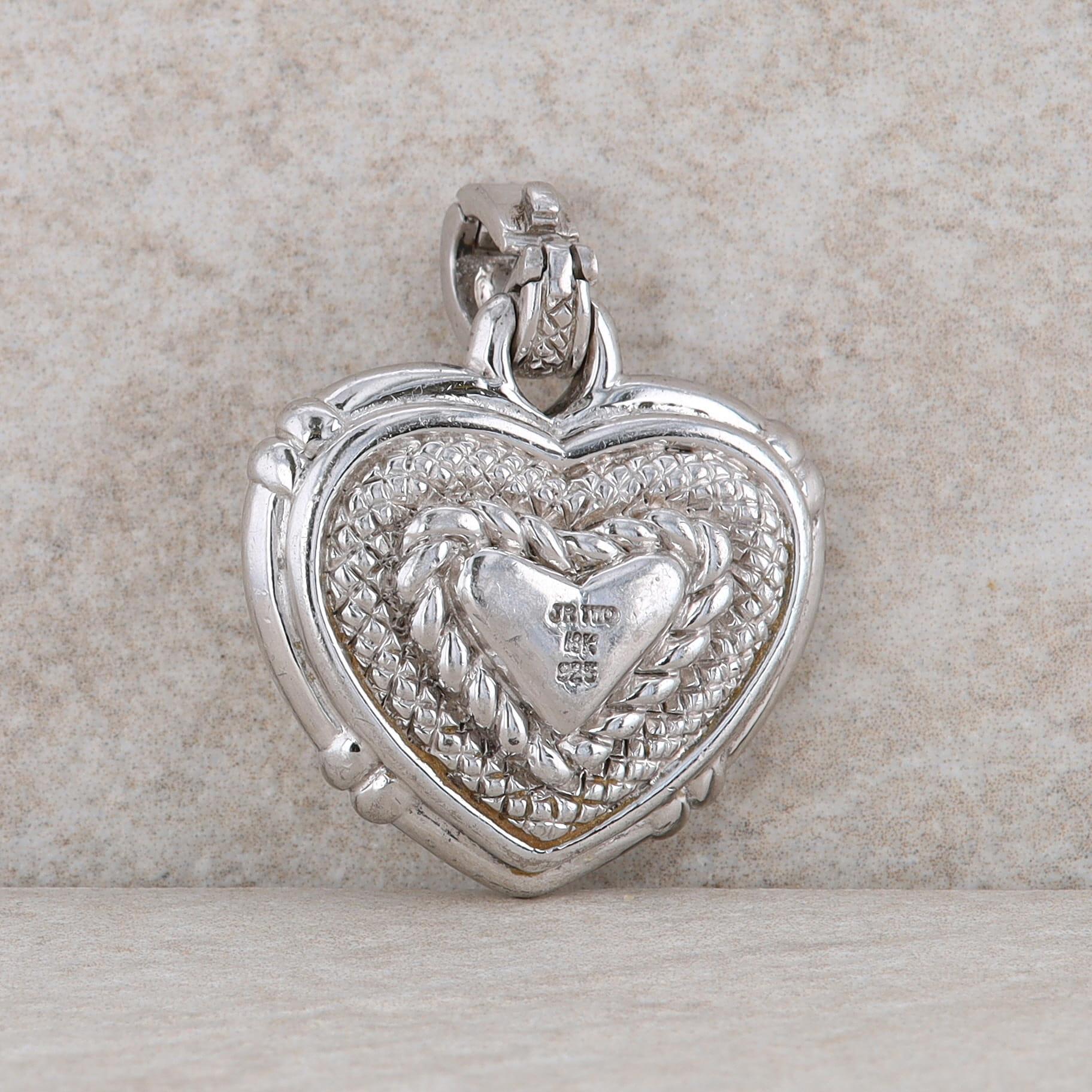 Judith Ripka 'Jr Two' 18k and Sterling Silver Diamond Heart Pendant