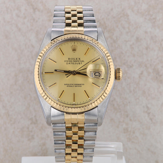 18k and Stainless Rolex Datejust Men's Jubilee Band Champagne Dial 1983