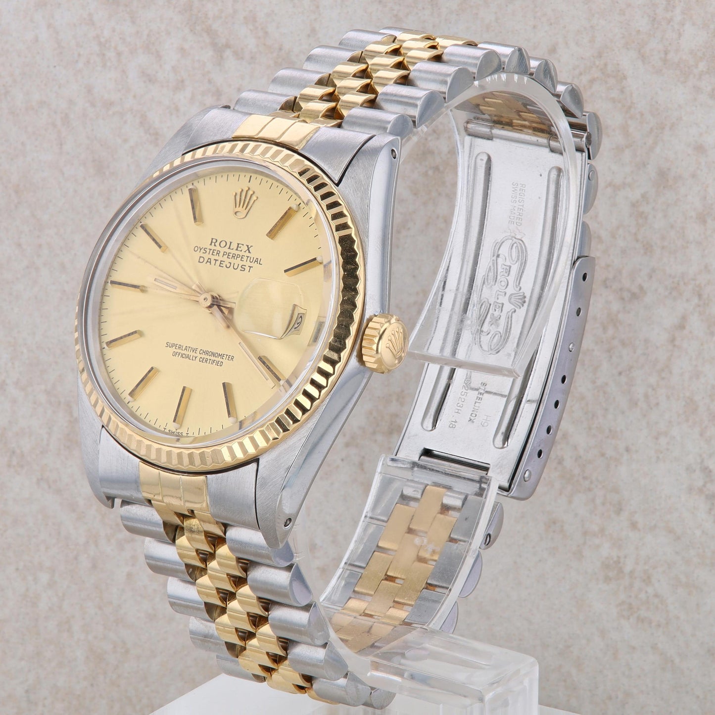 18k and Stainless Rolex Datejust Men's Jubilee Band Champagne Dial 1983