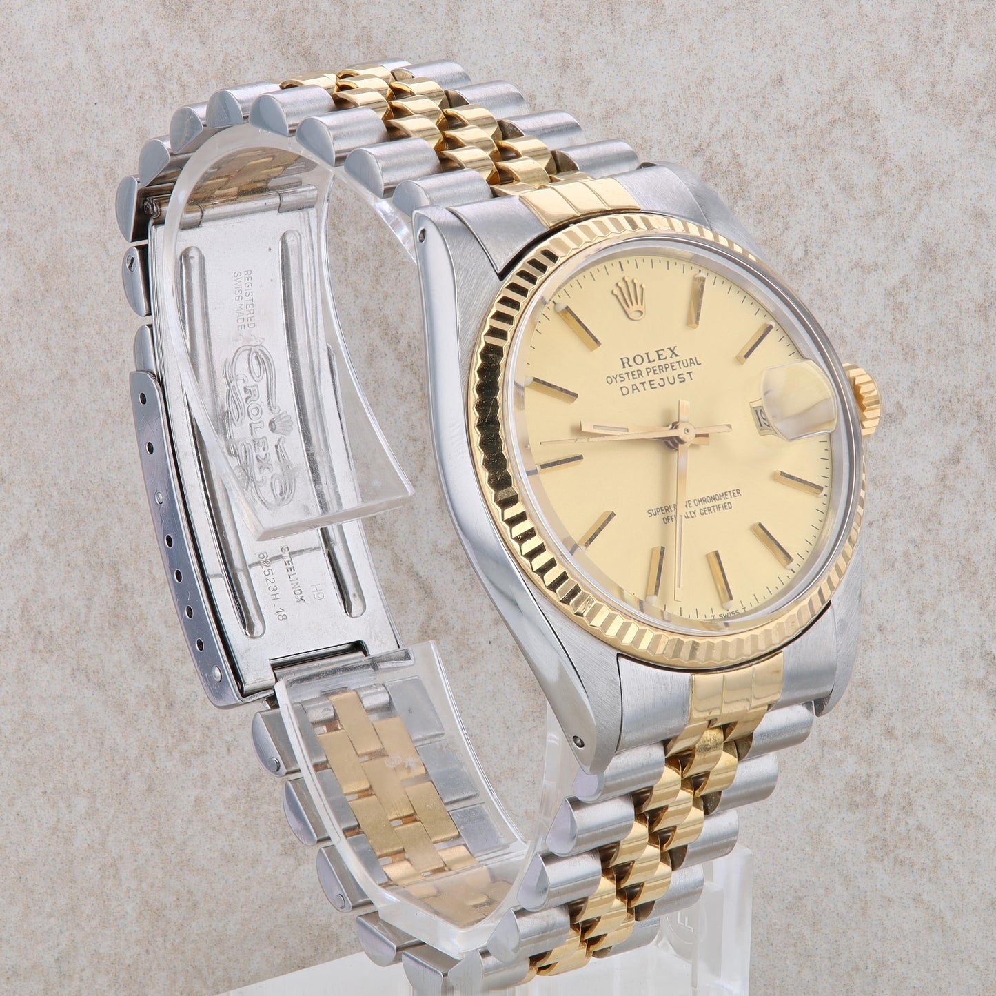 18k and Stainless Rolex Datejust Men's Jubilee Band Champagne Dial 1983