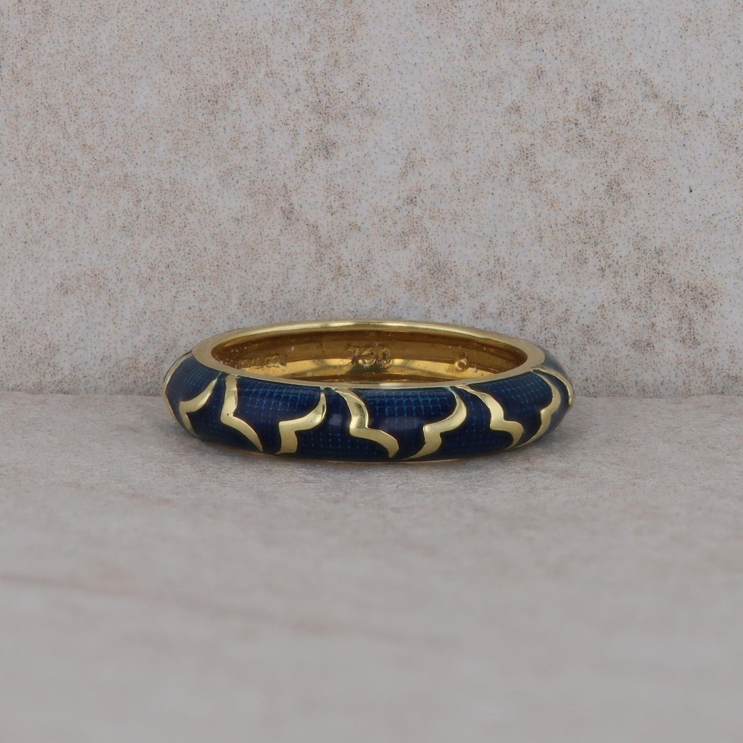 18k Yellow Gold Hidalgo Blue Enamel Gold Design 5.35g