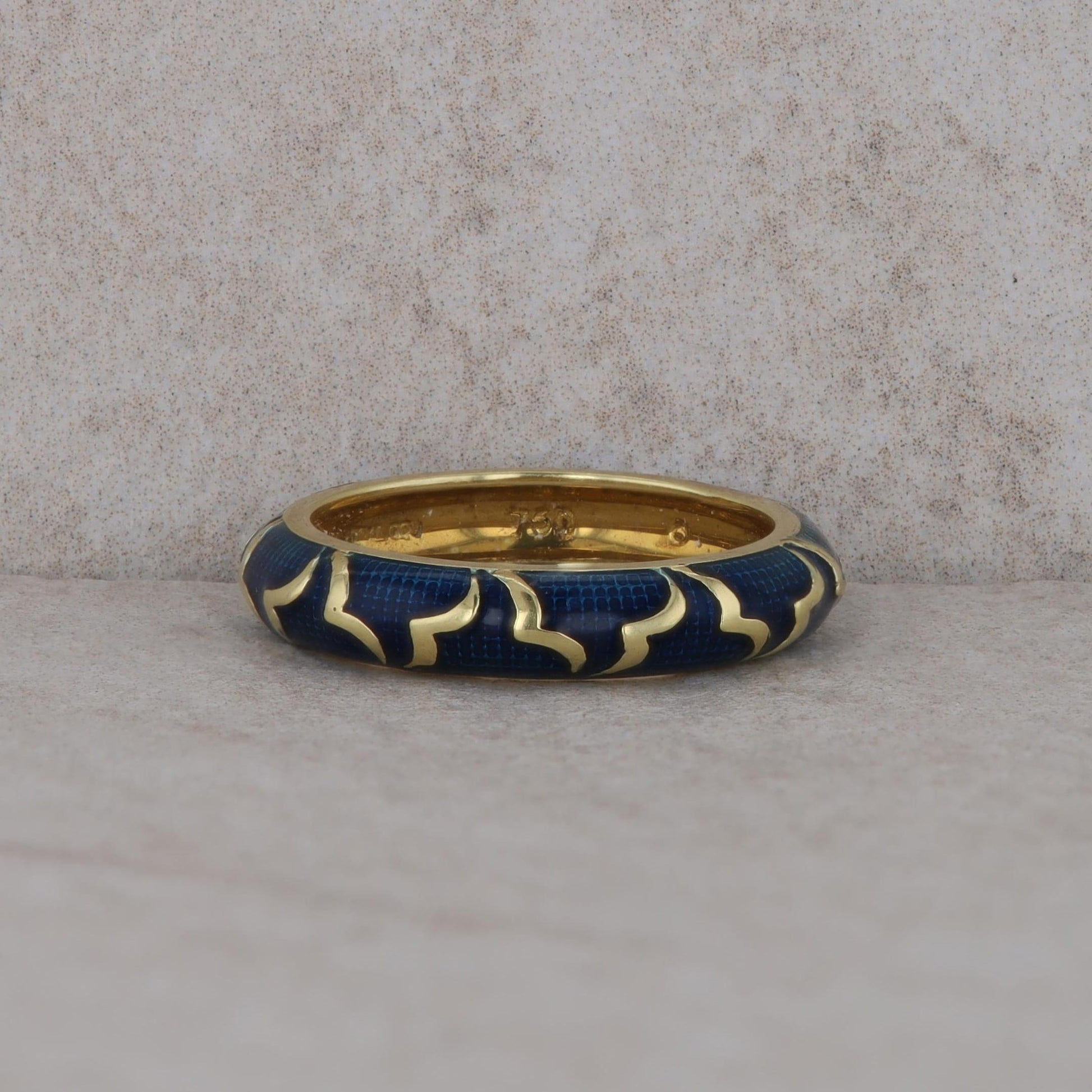 18k Yellow Gold Hidalgo Blue Enamel Gold Design 5.35g