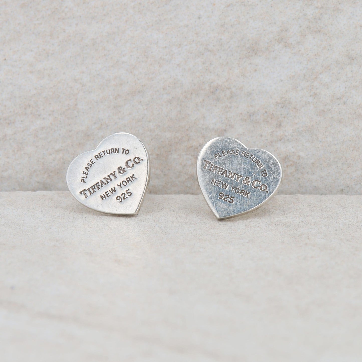 Tiffany & Co Sterling Silver Heart Stud Earrings