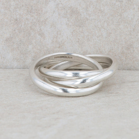 Tiffany & Co Sterling Silver Ladies Interlocking Rolling Rings