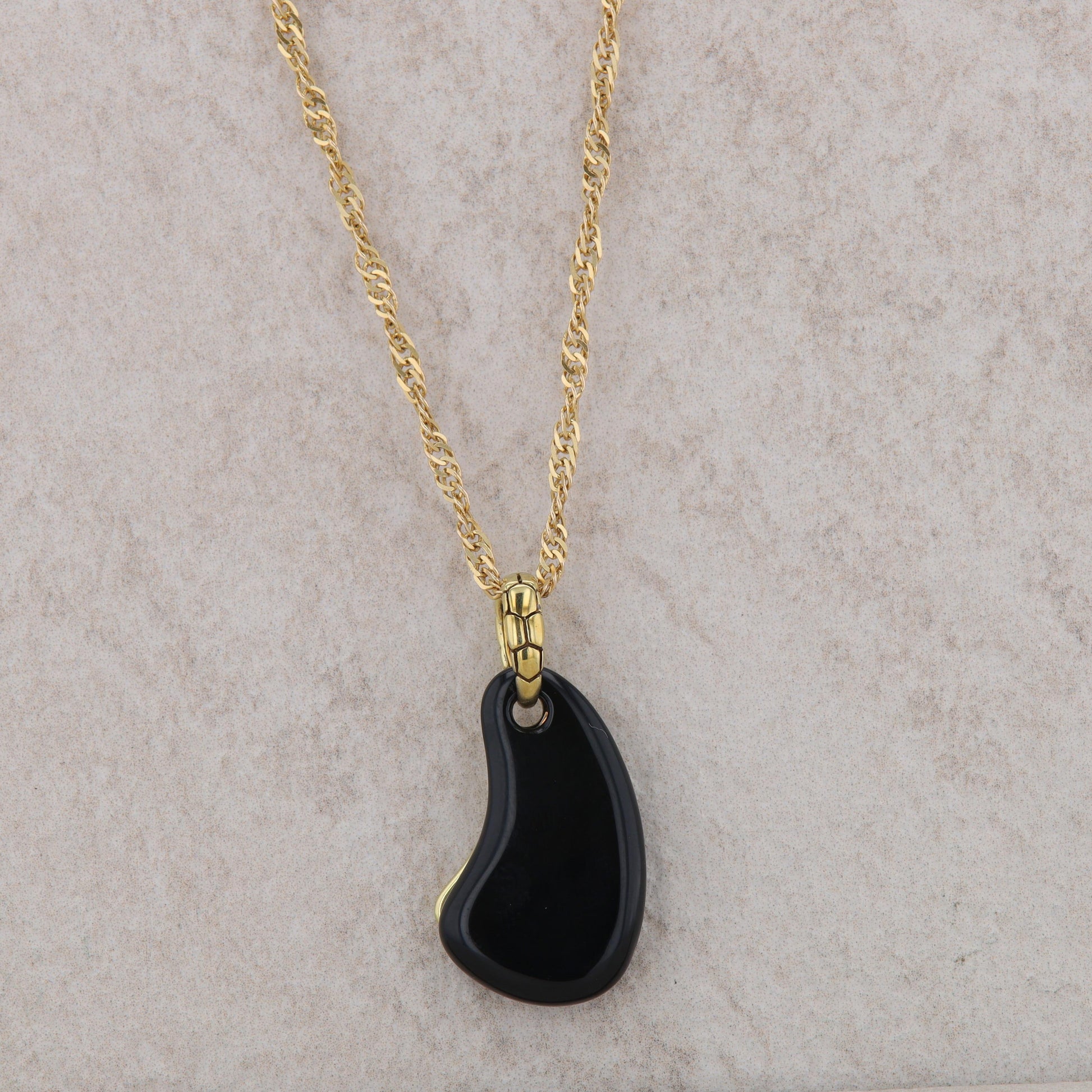 14k Yellow Gold Asch Grossbardt Onyx and Diamond Necklace