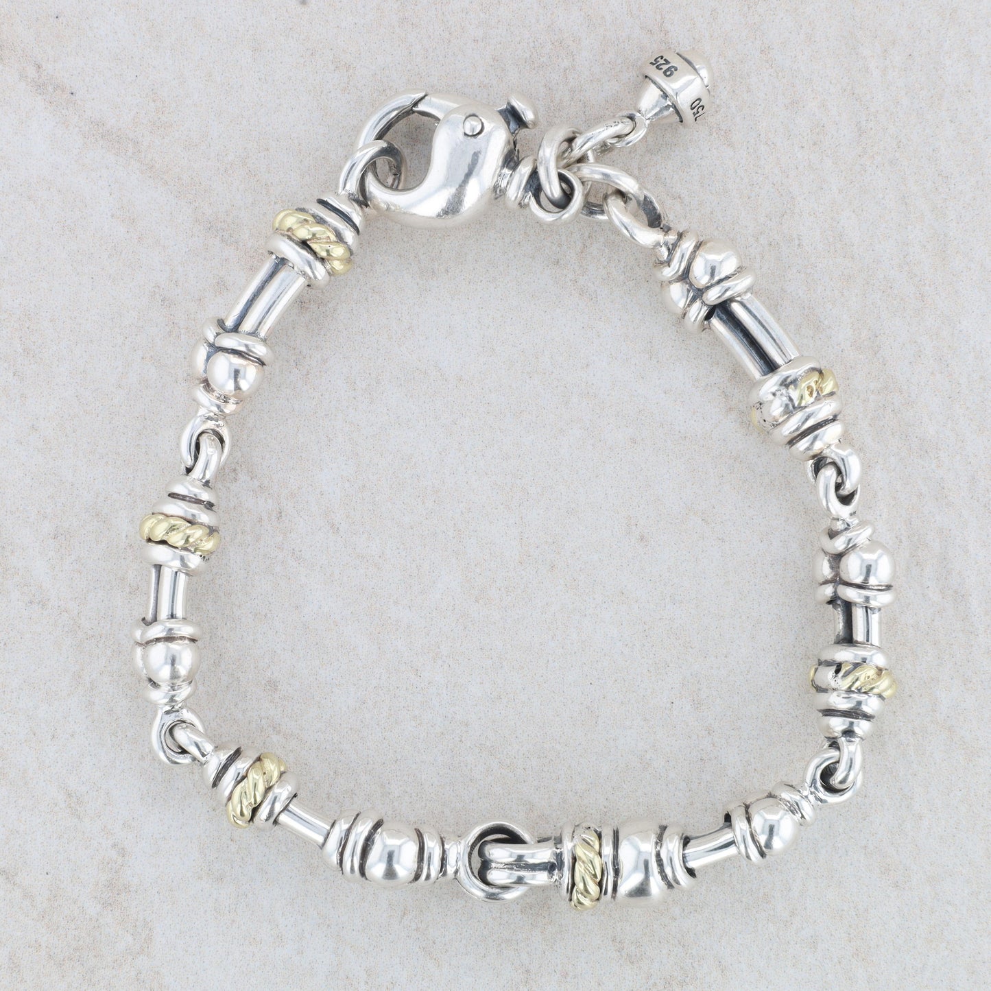 David Wysor Sterling Silver and 18k Yellow Gold Link Bracelet