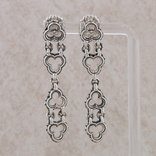 David Wysor 14k Posts and Sterling Silver Clover Drop Dangle Earrings