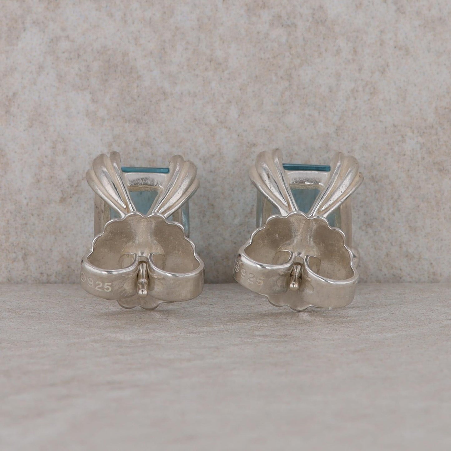 Slane and Slane Emerald Cut Blue Topaz Stud Earrings