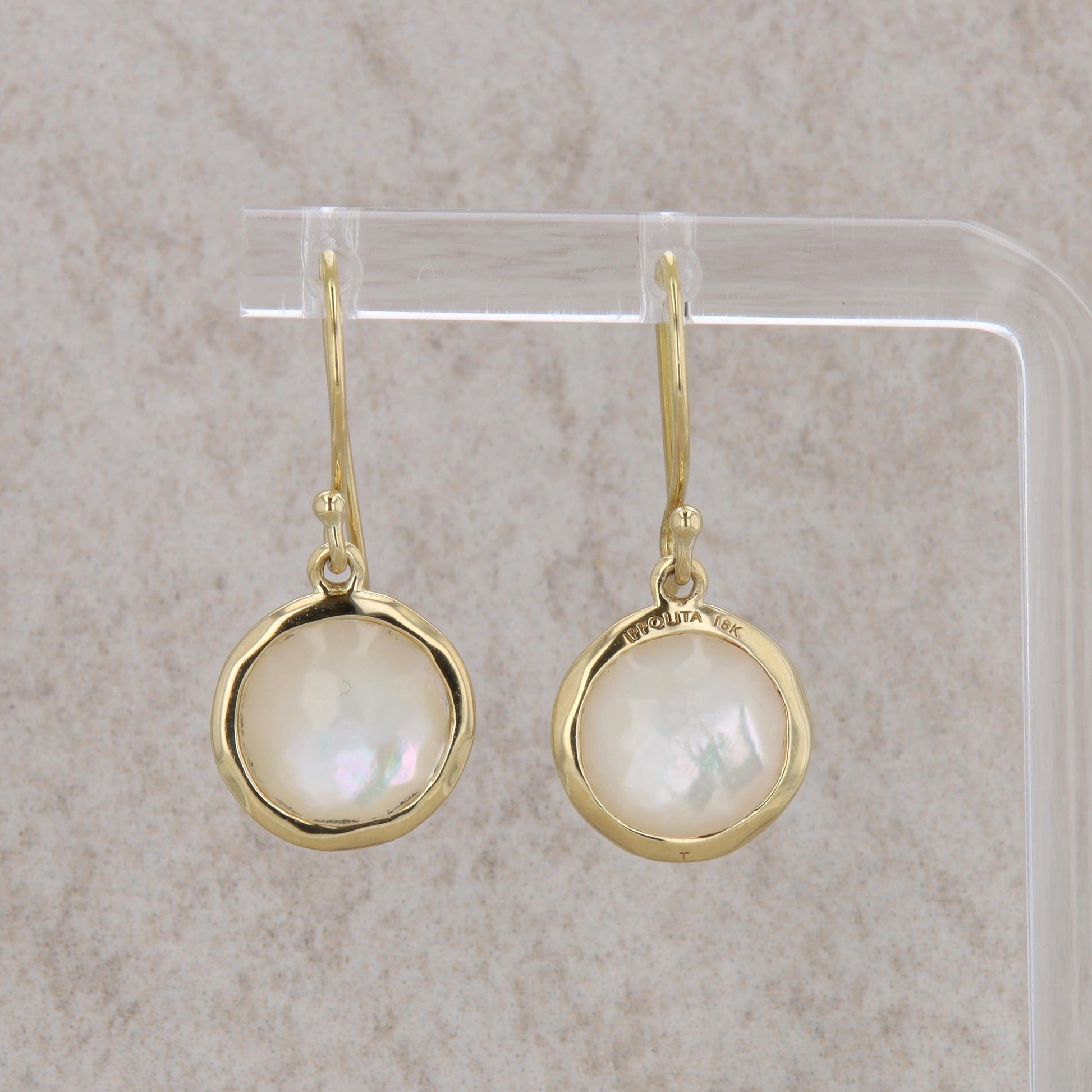 18k Yellow Gold Ippolita Mini Mother of Pearl Dangle Earrings