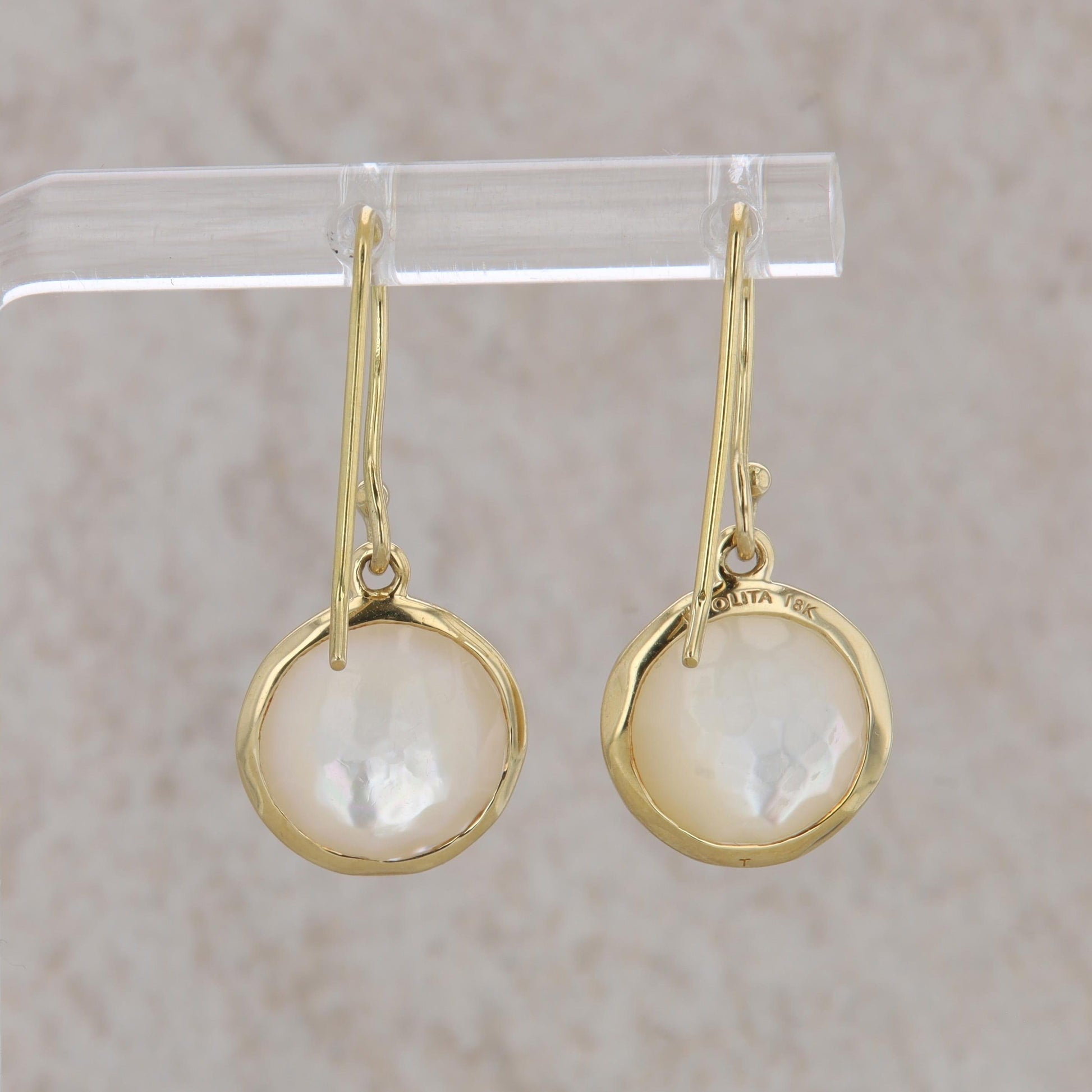 18k Yellow Gold Ippolita Mini Mother of Pearl Dangle Earrings