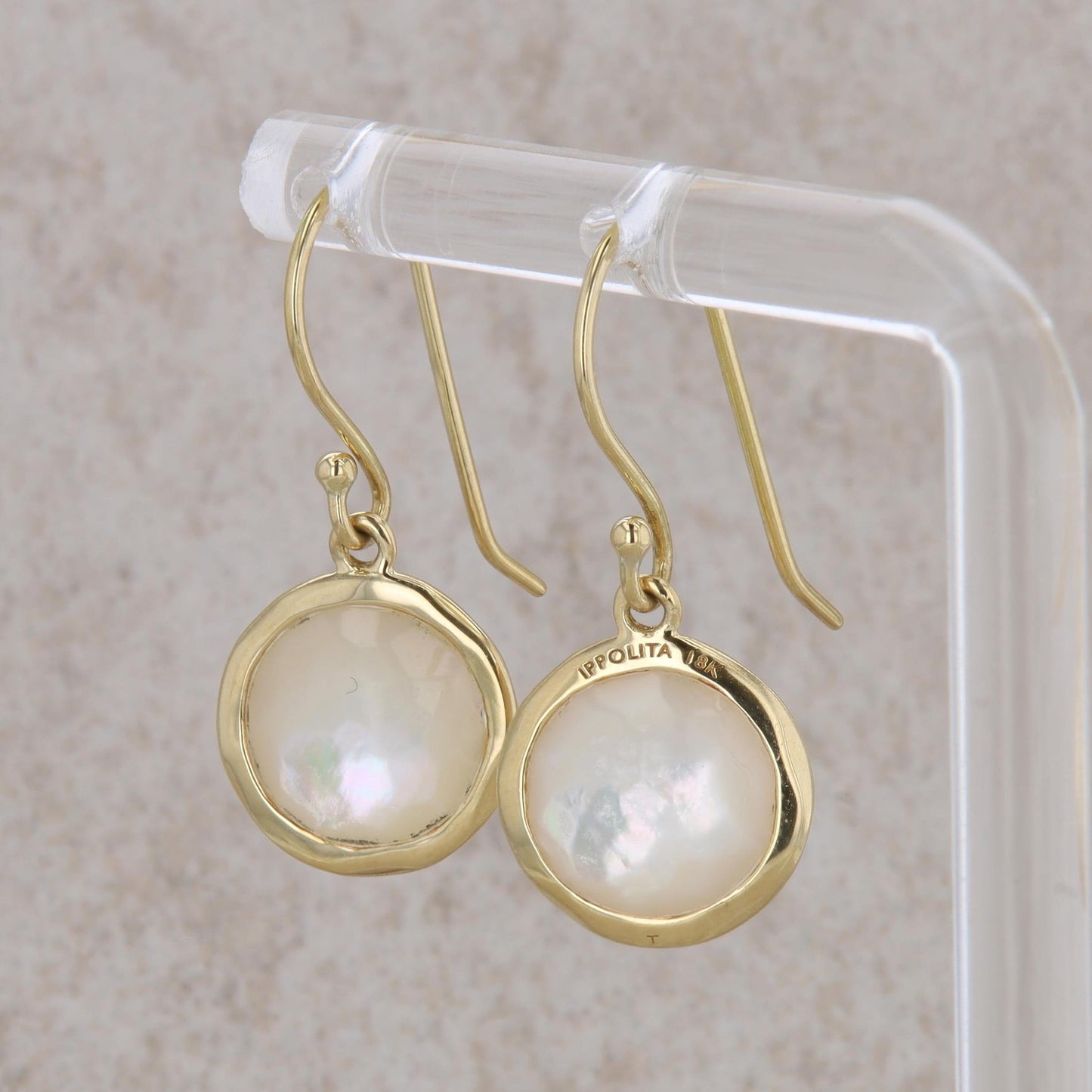 18k Yellow Gold Ippolita Mini Mother of Pearl Dangle Earrings