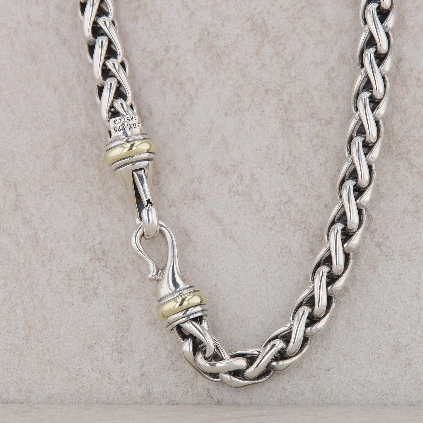 David Yurman 14k and Sterling Silver Wheat Chain