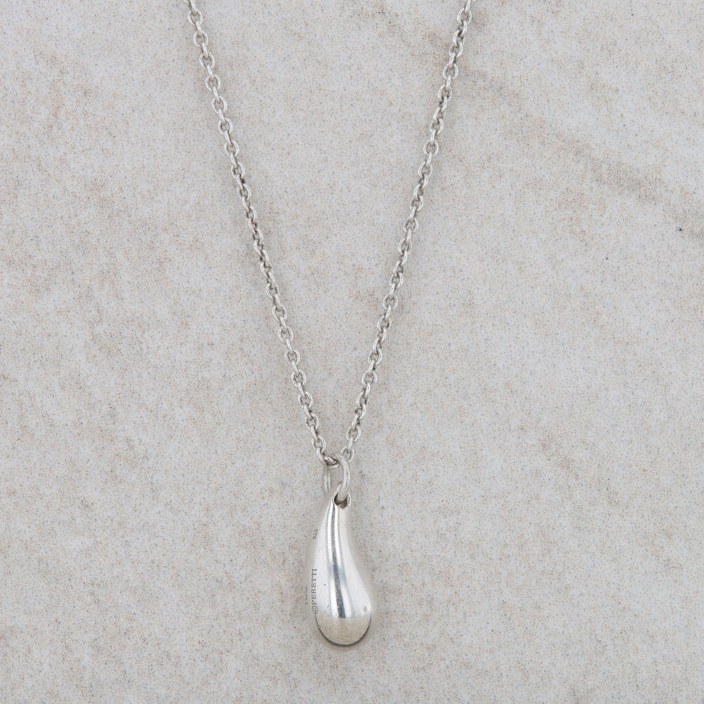 Tiffany and Co Sterling Silver Elsa Peretti Teardrop Necklace