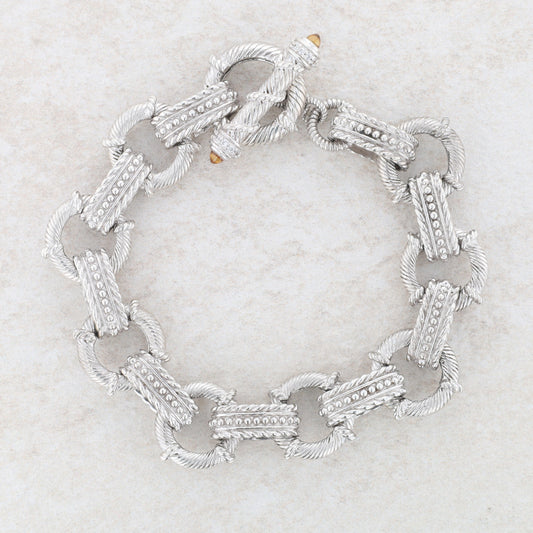 Sterling Silver Judith Ripka Link Toggle Bracelet 47.64g