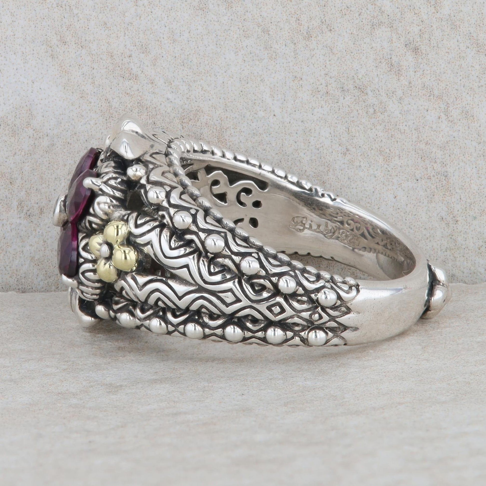 Sterling Silver and 18k Yellow Gold Barbara Bixby Rhodolite Garnet Ring