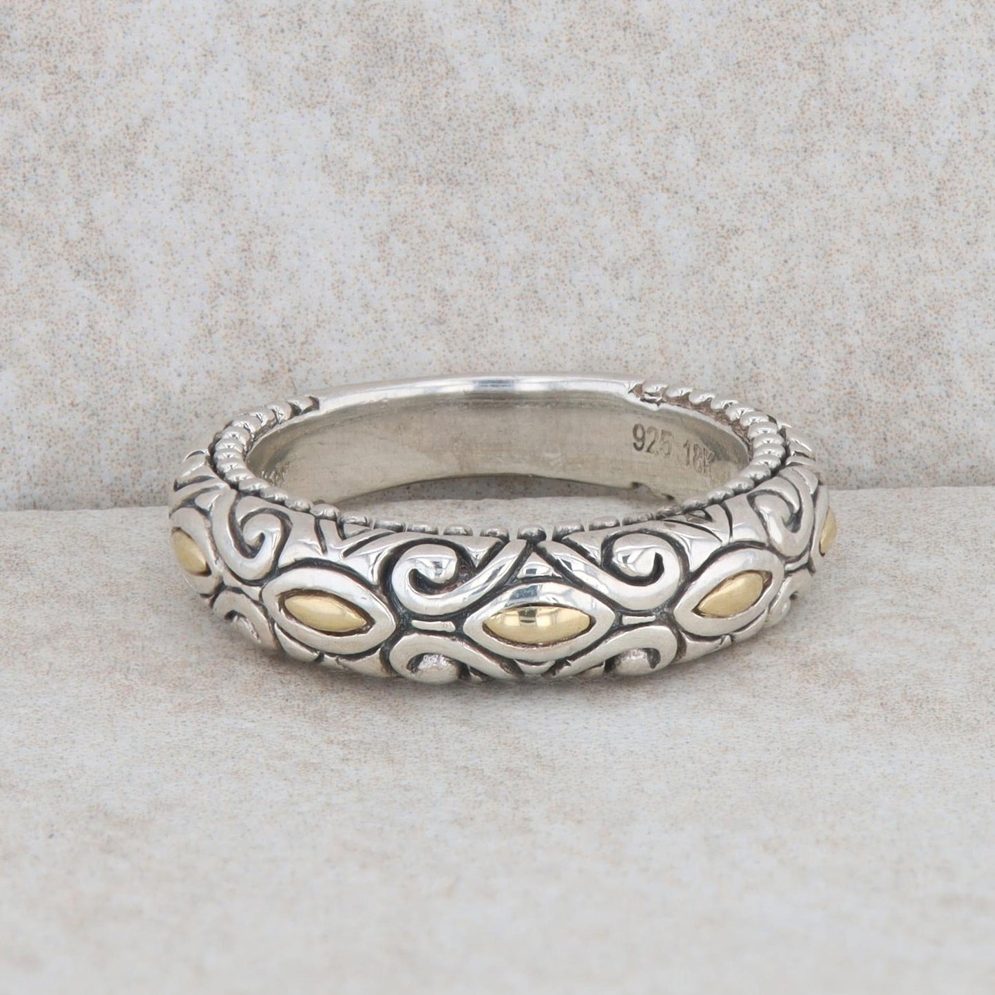 Sterling Silver and 18k Yellow Gold Barbara Bixby Filigree Beaded Band