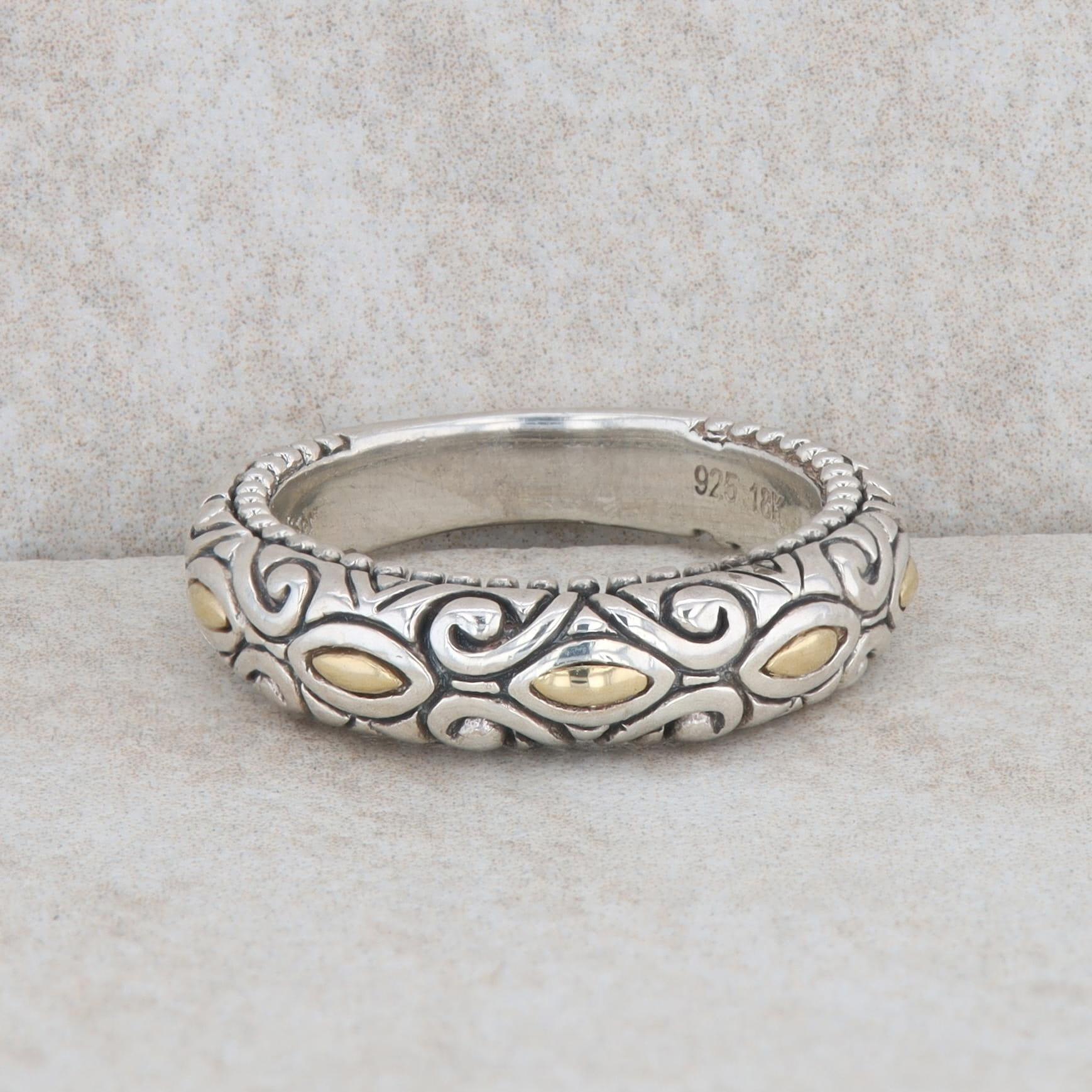 Sterling Silver and 18k Yellow Gold Barbara Bixby Filigree Beaded Band