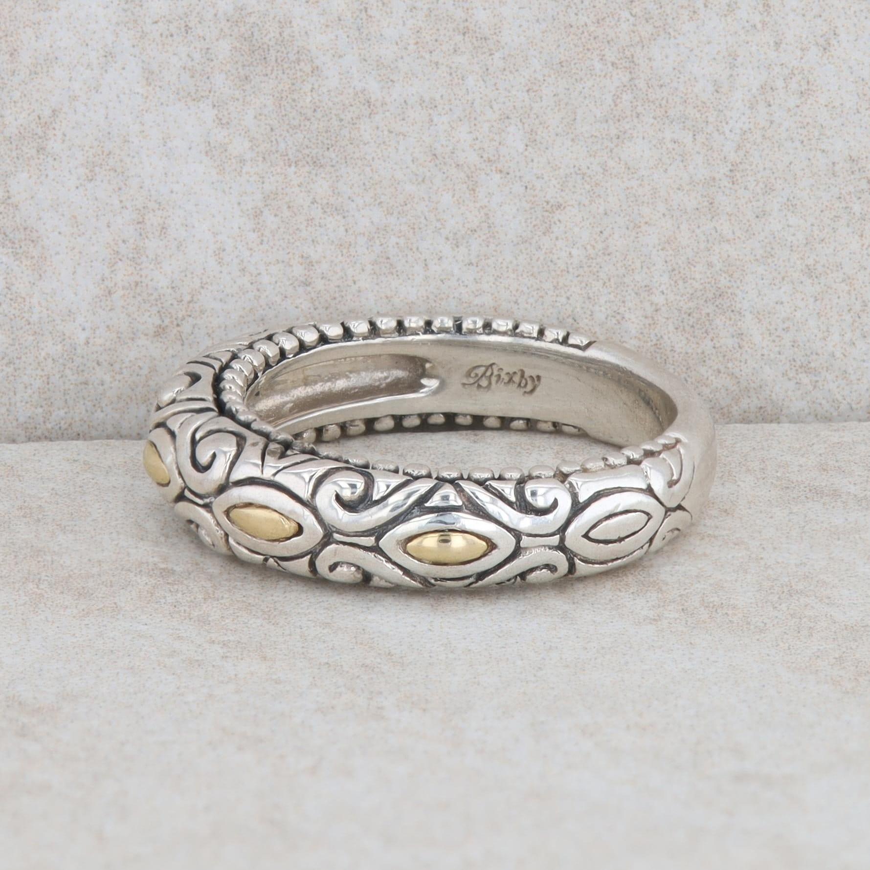 Sterling Silver and 18k Yellow Gold Barbara Bixby Filigree Beaded Band