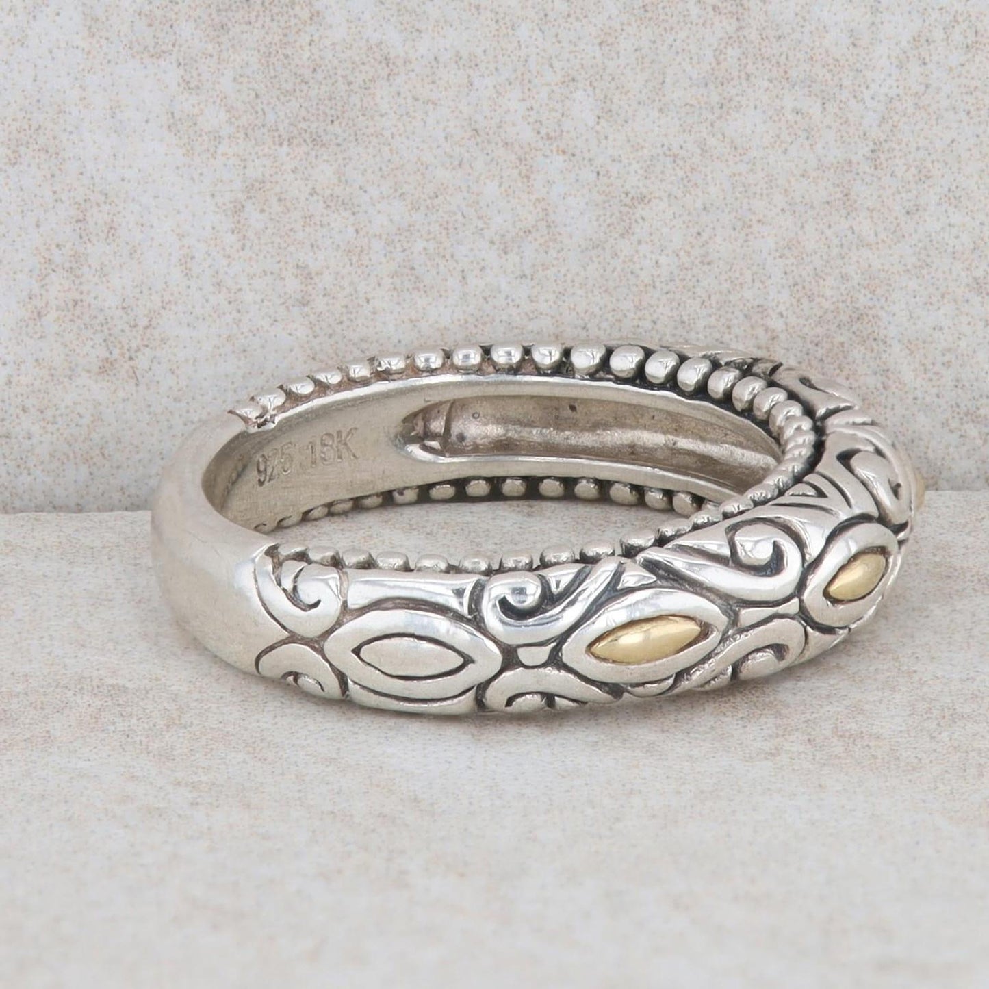 Sterling Silver and 18k Yellow Gold Barbara Bixby Filigree Beaded Band