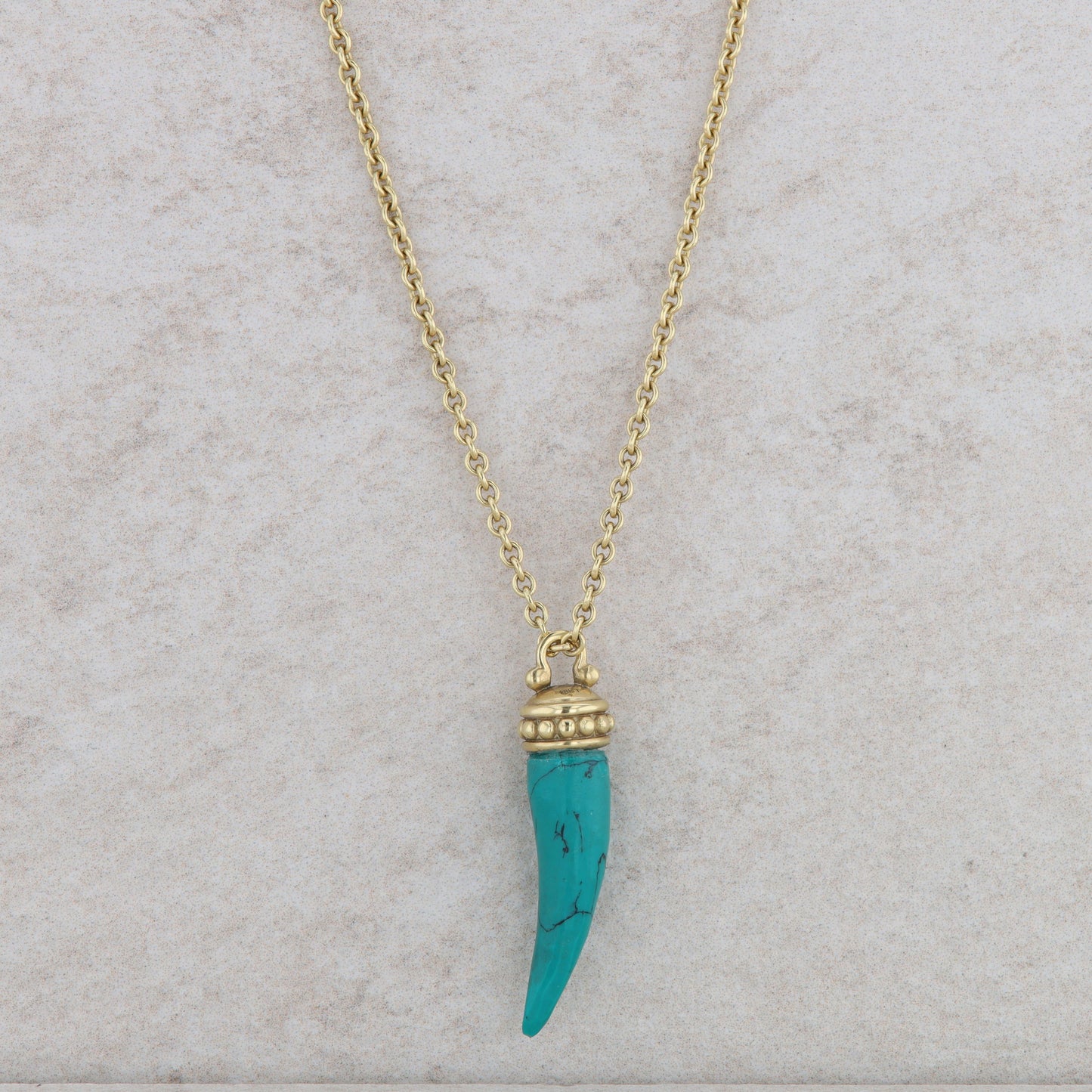 18k Yellow Gold Slane and Slane Horn Turquoise Necklace