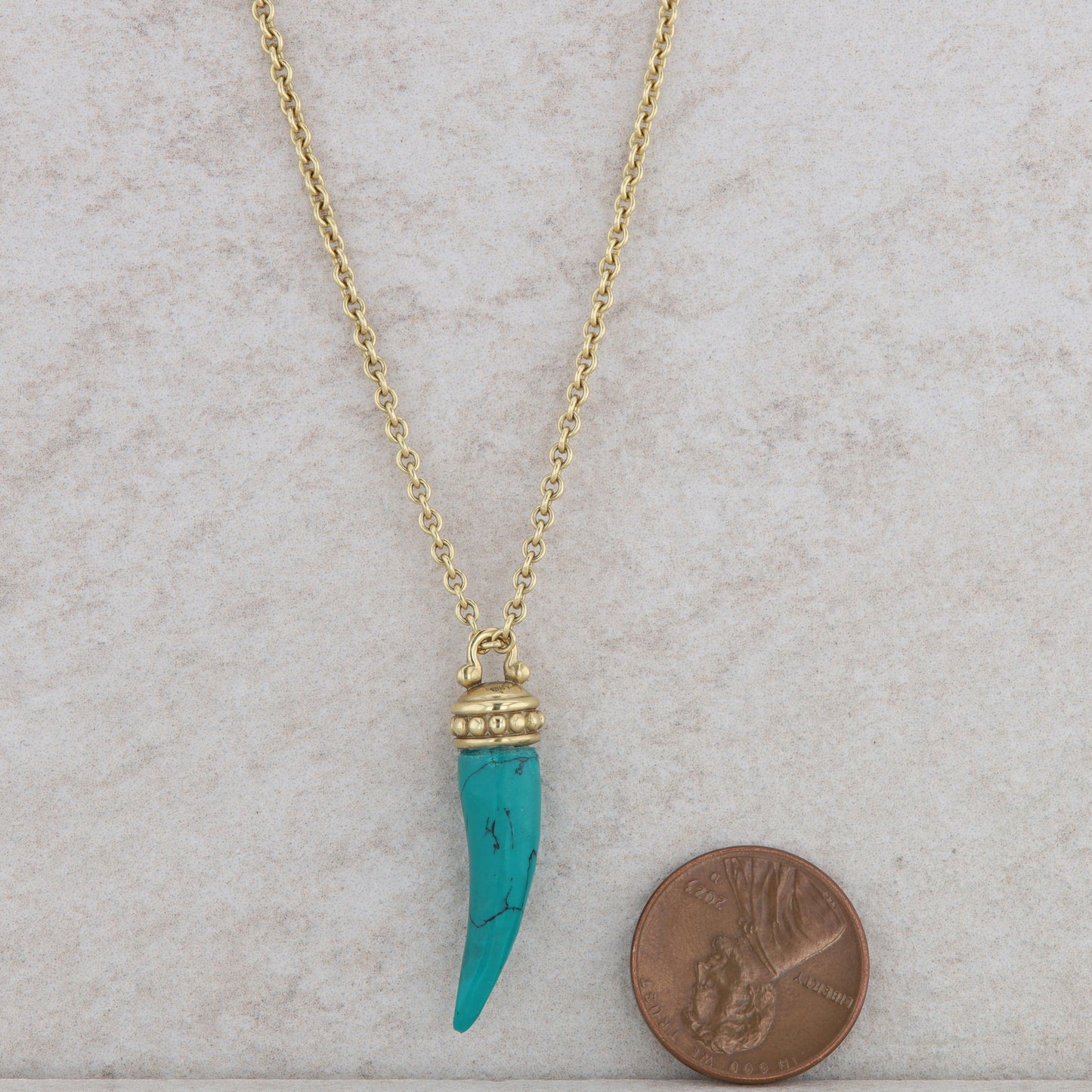 18k Yellow Gold Slane and Slane Horn Turquoise Necklace