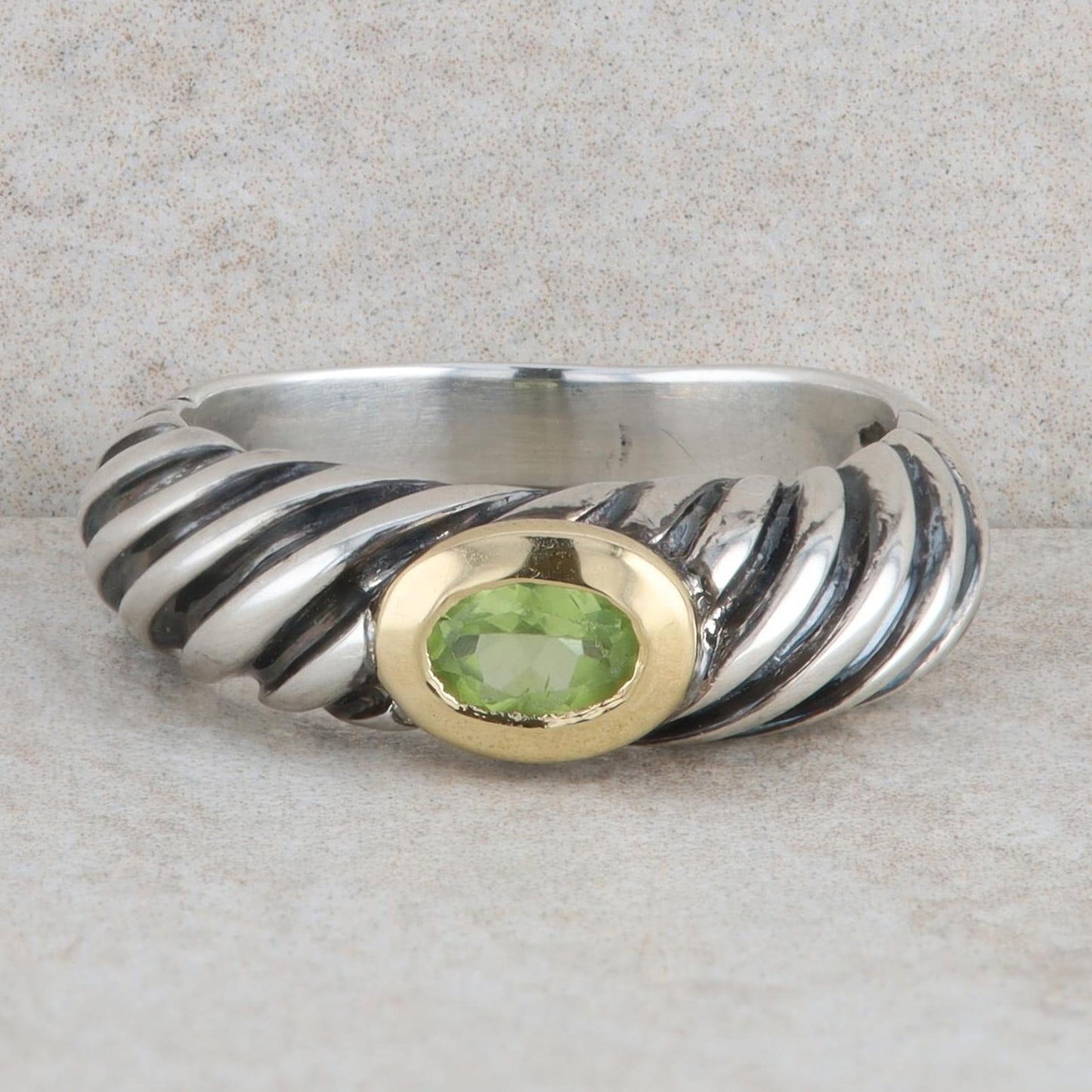 Sterling Silver and 18k Yellow Gold Flii Menegatti Peridot Ring