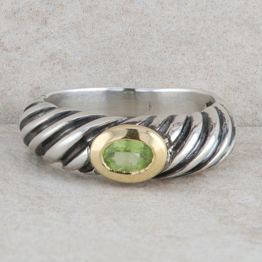 Sterling Silver and 18k Yellow Gold Flii Menegatti Peridot Ring