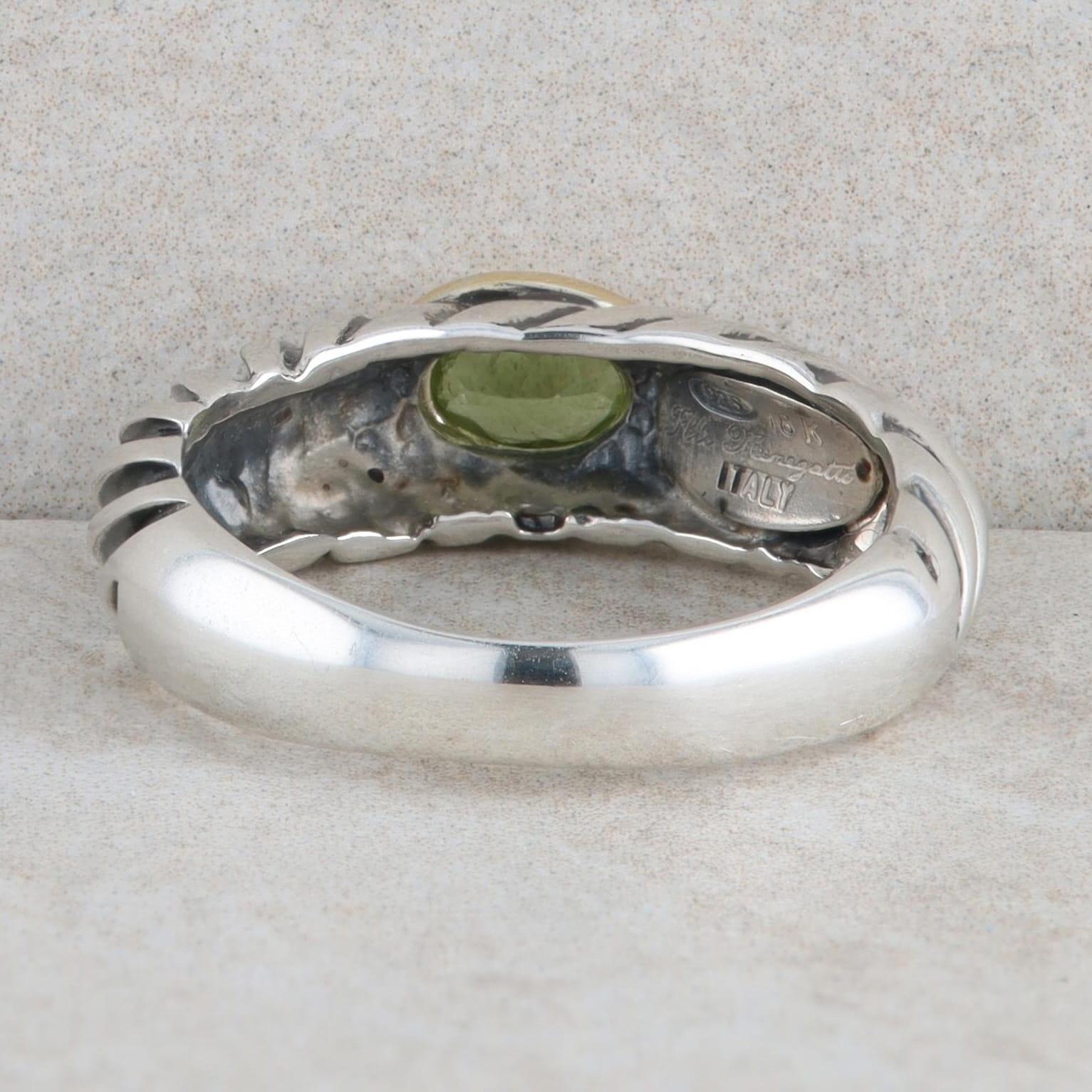 Sterling Silver and 18k Yellow Gold Flii Menegatti Peridot Ring