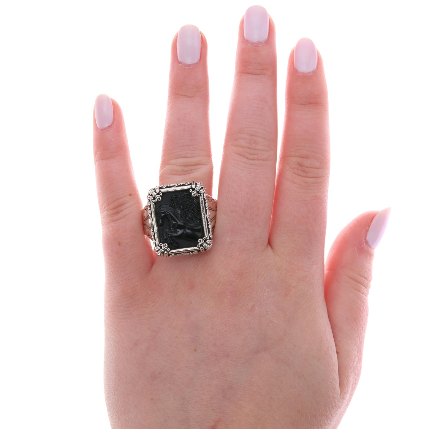 Konstantino Stering Silver & 18k Gold Rectangle Onyx Intaglio Ring