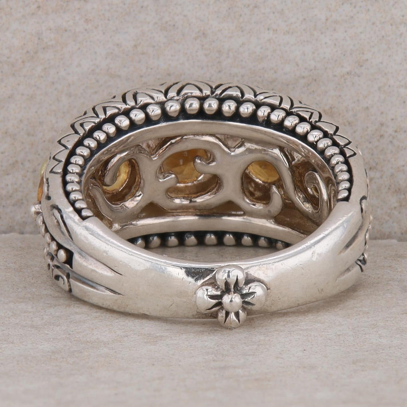 Barbara Bixby Sterling Silver & 18k Yellow Gold 5 Round Graduated Citrine Band