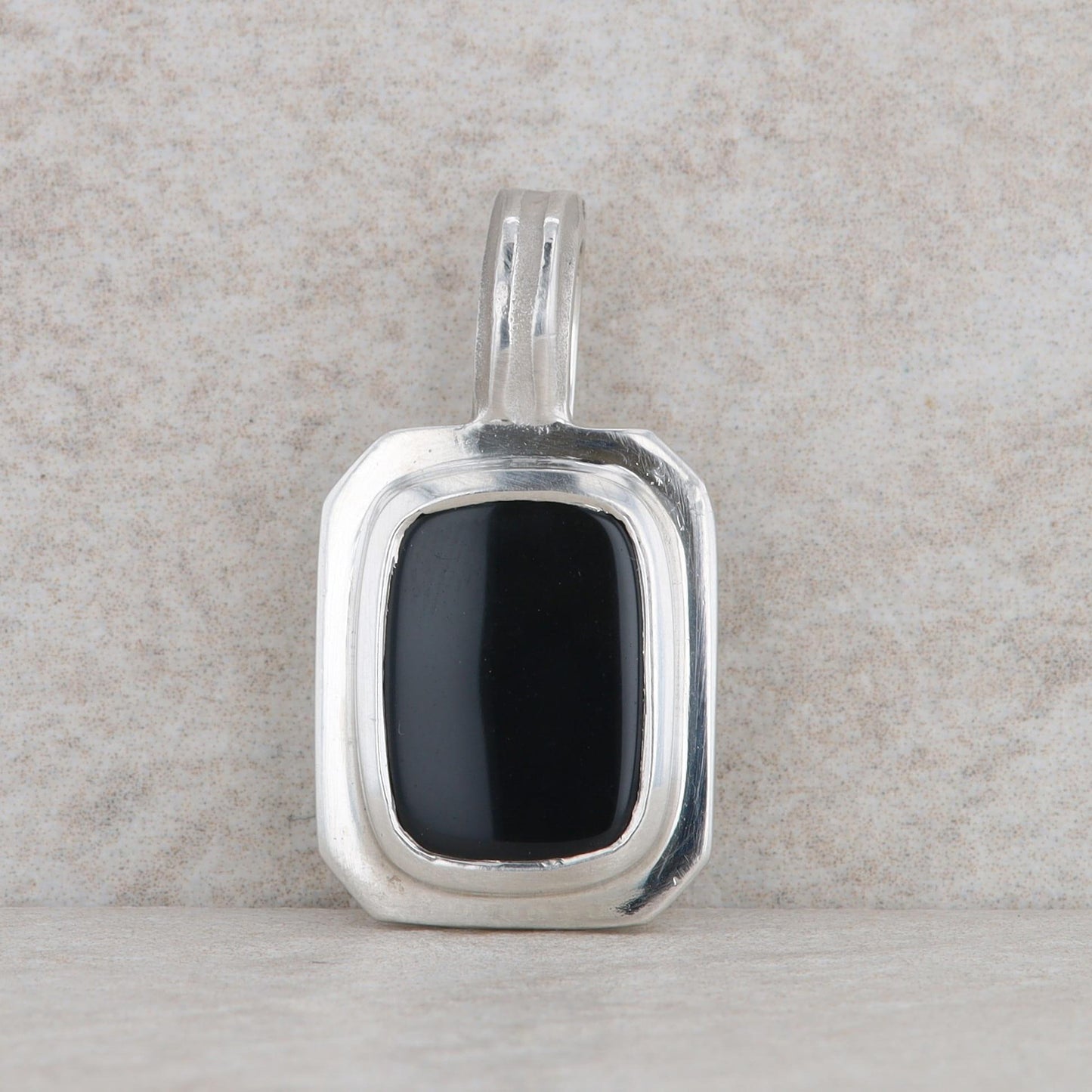 Slane & Slane Sterling Silver Cushion Shaped Onyx Pendant Enhancer