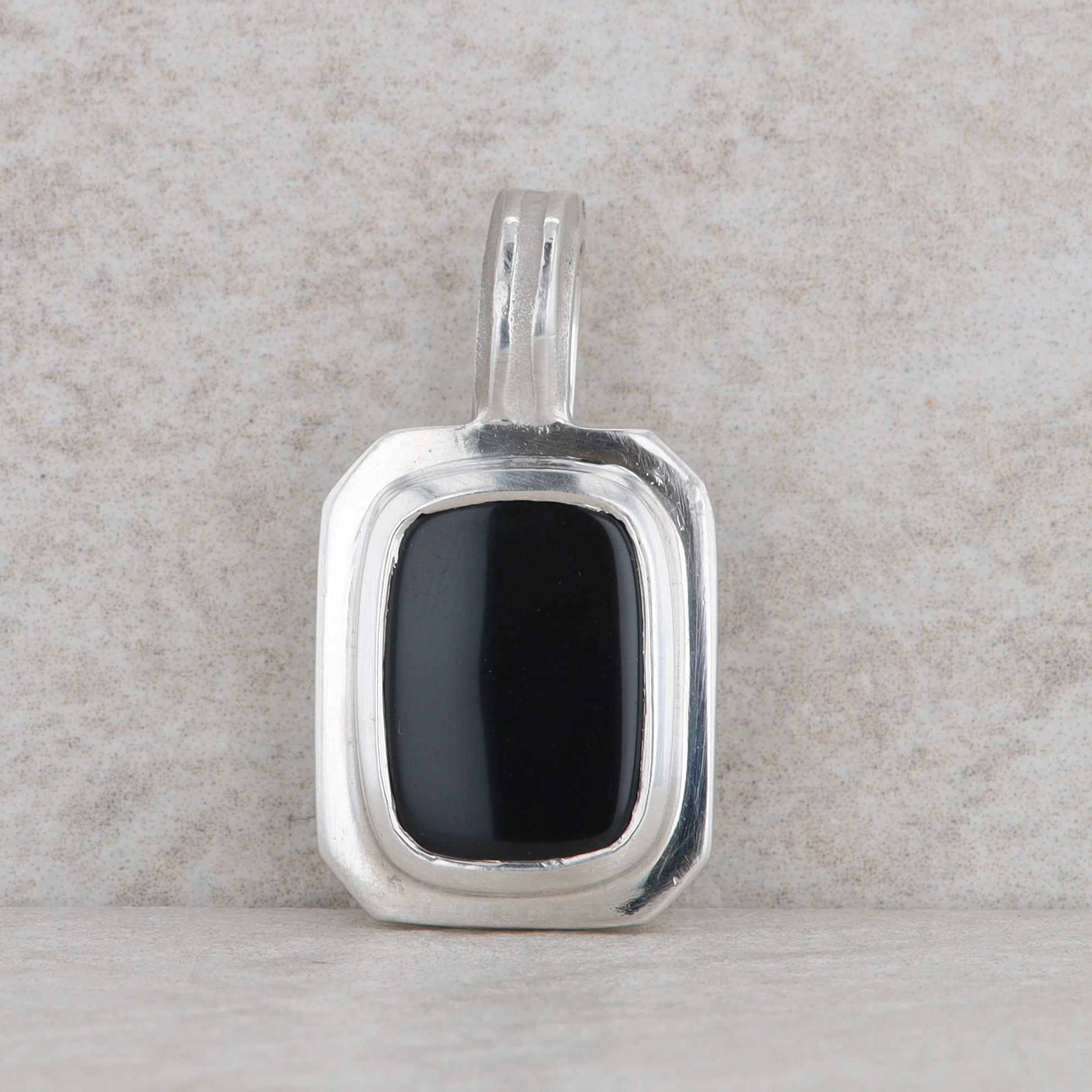 Slane & Slane Sterling Silver Cushion Shaped Onyx Pendant Enhancer