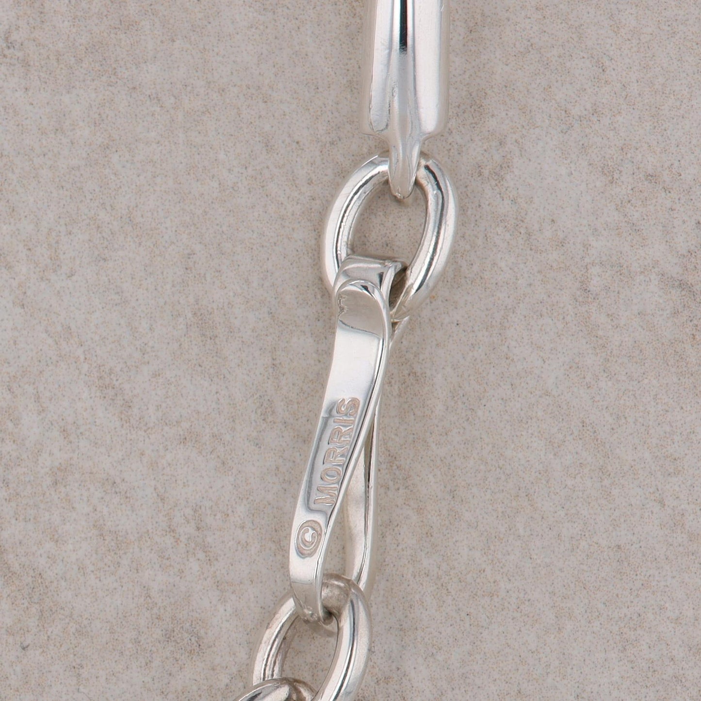 Sterling Silver Robert Morris Curved Bar Link Necklace, 97.0g