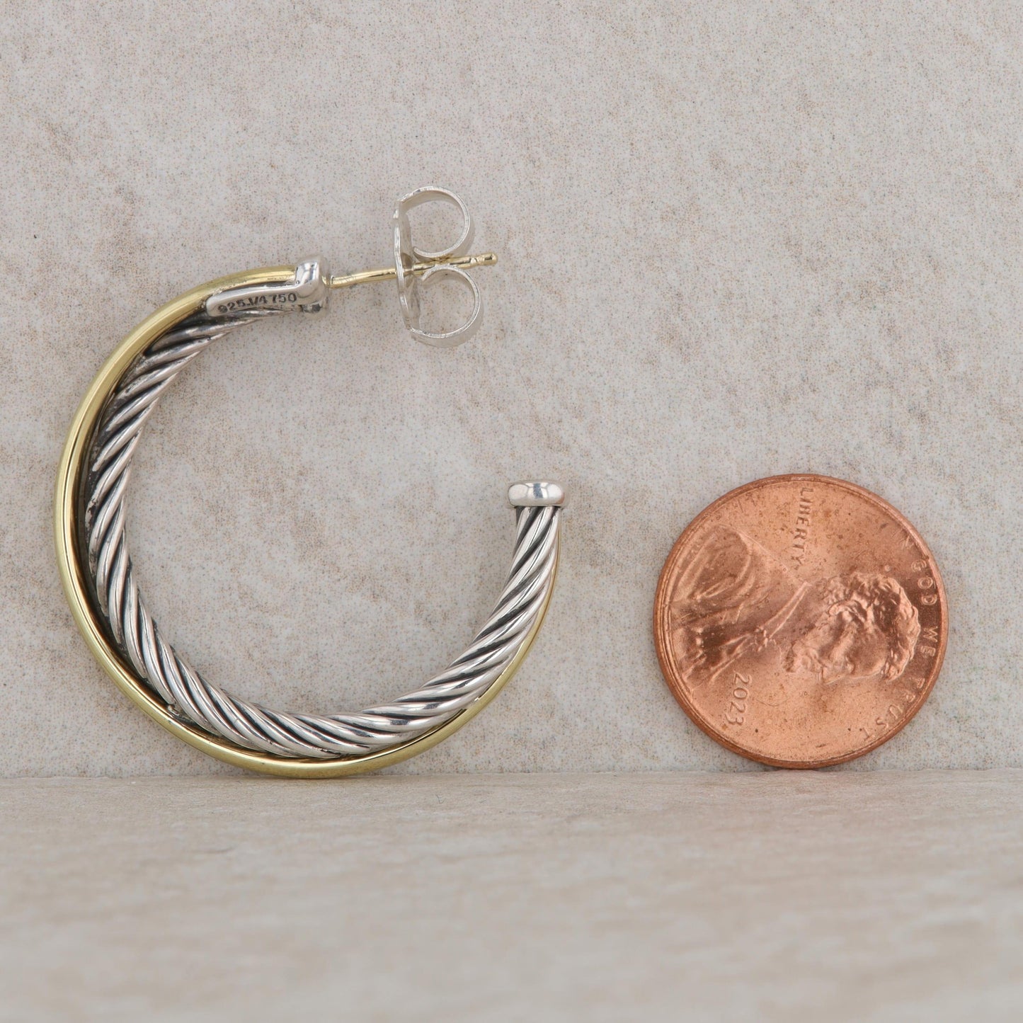 Sterling Silver & 18k Yellow Gold Twisted Hoop Earrings, David Yurman