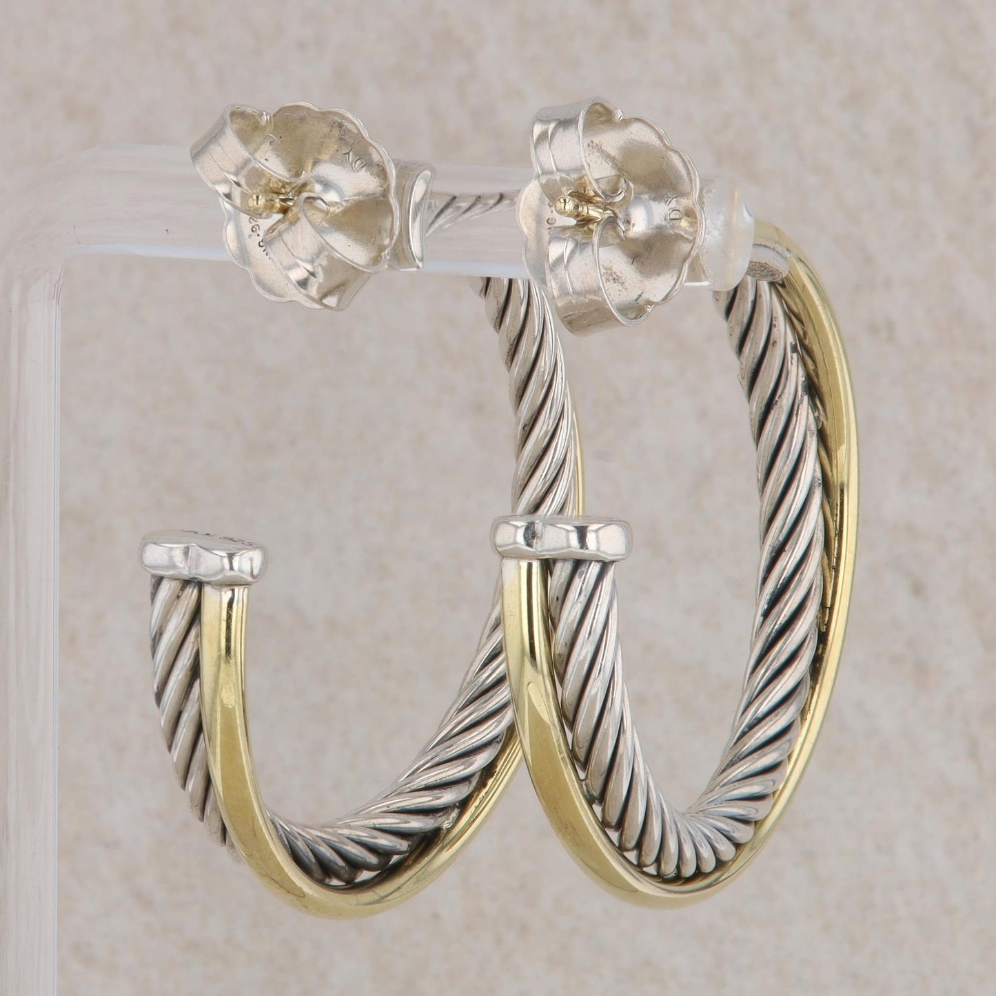 Sterling Silver & 18k Yellow Gold Twisted Hoop Earrings, David Yurman