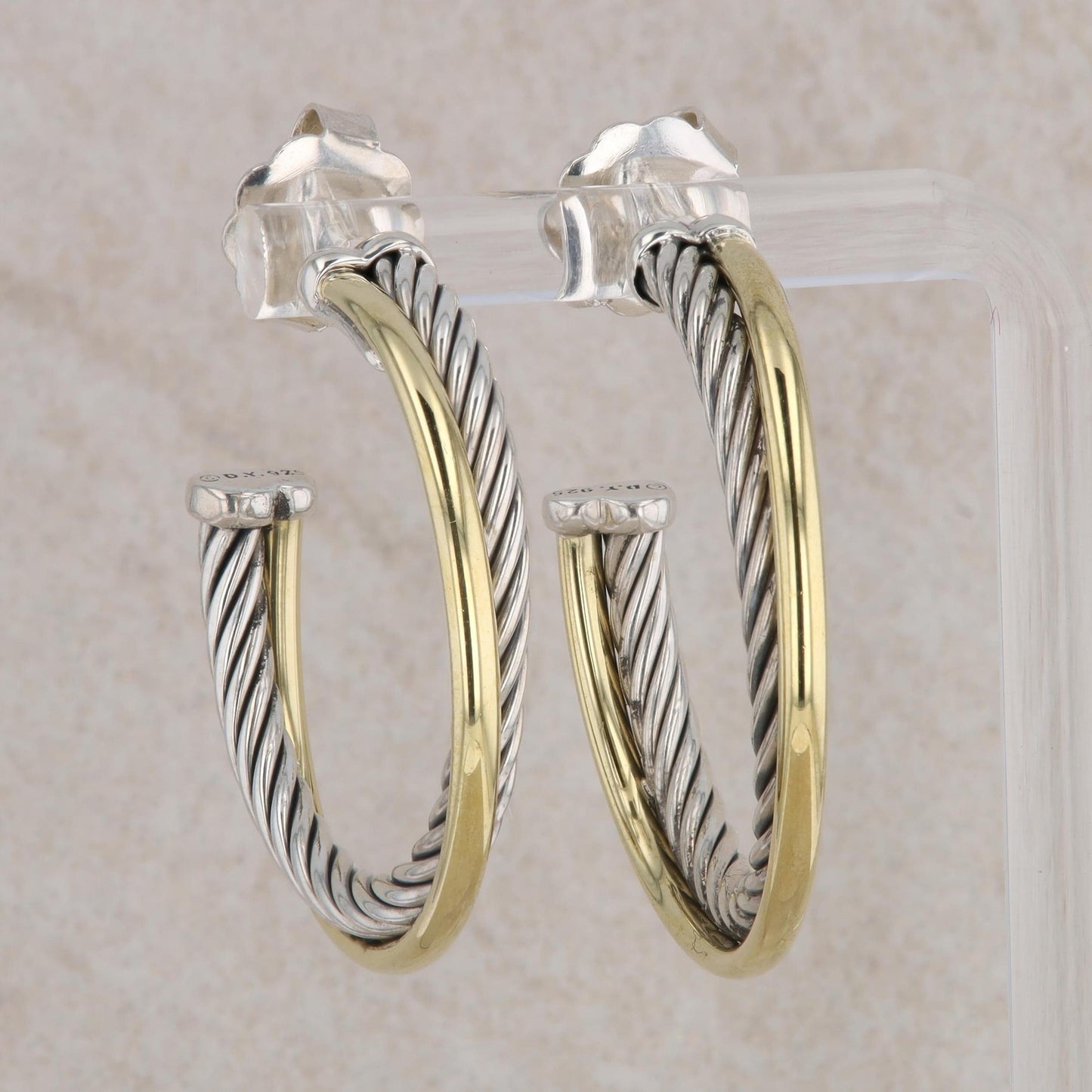Sterling Silver & 18k Yellow Gold Twisted Hoop Earrings, David Yurman