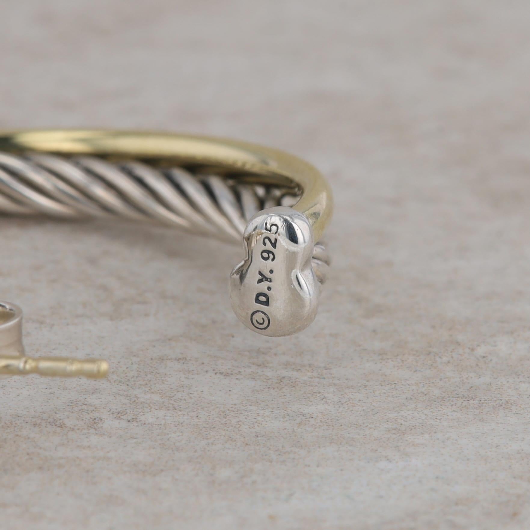 Sterling Silver & 18k Yellow Gold Twisted Hoop Earrings, David Yurman