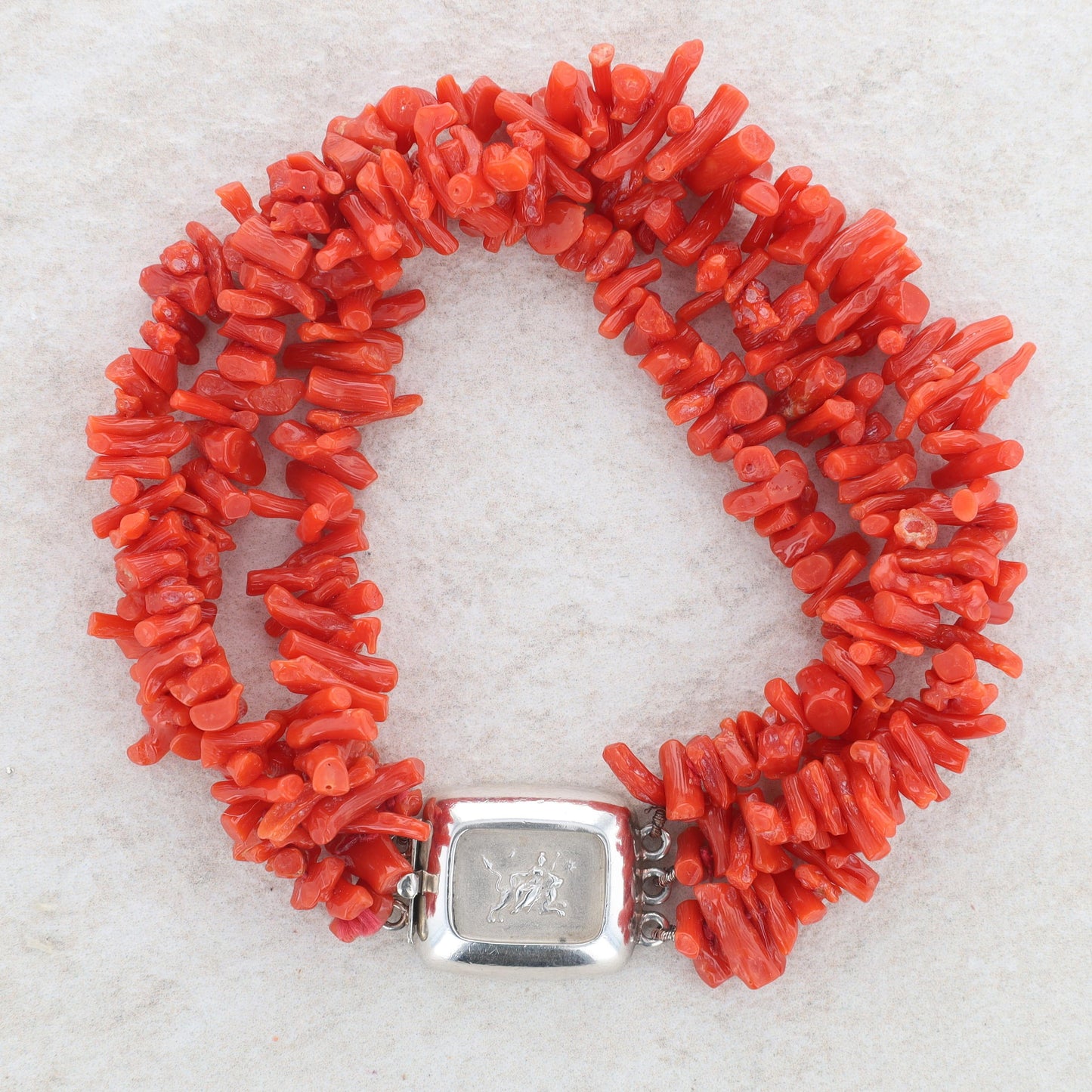 Sterling Silver Red Branch Coral 3 Strand Bracelet, Slane & Slane