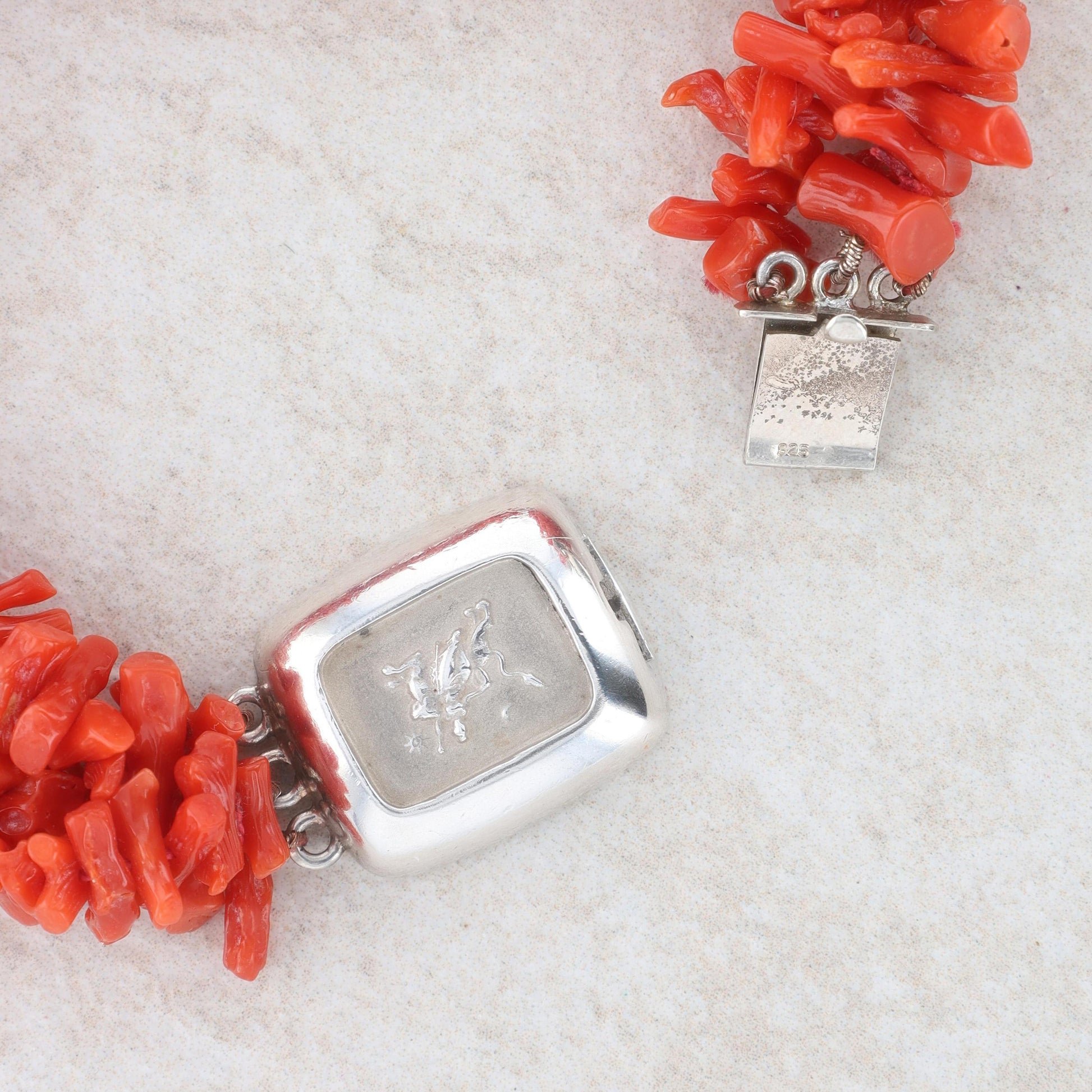 Sterling Silver Red Branch Coral 3 Strand Bracelet, Slane & Slane