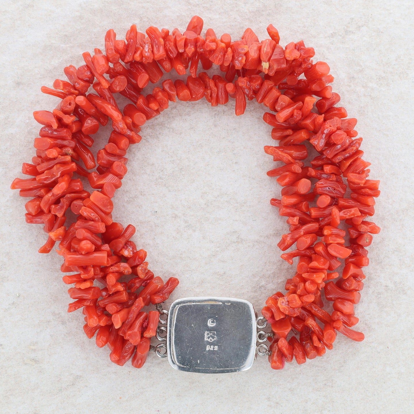 Sterling Silver Red Branch Coral 3 Strand Bracelet, Slane & Slane