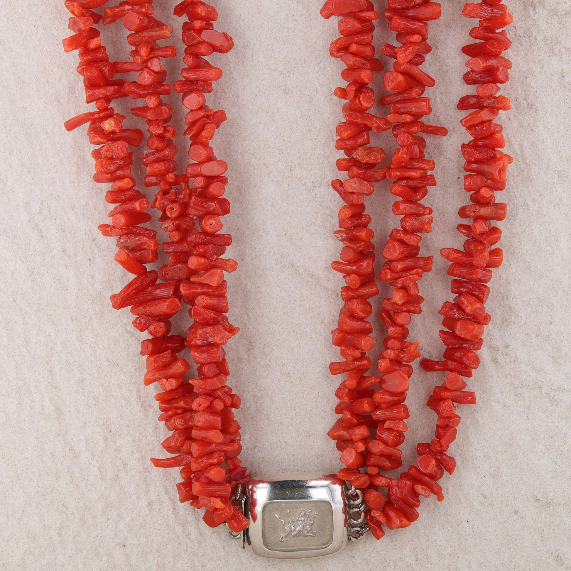Sterling Silver Red Branch Coral 3 Strand Necklace, Slane & Slane